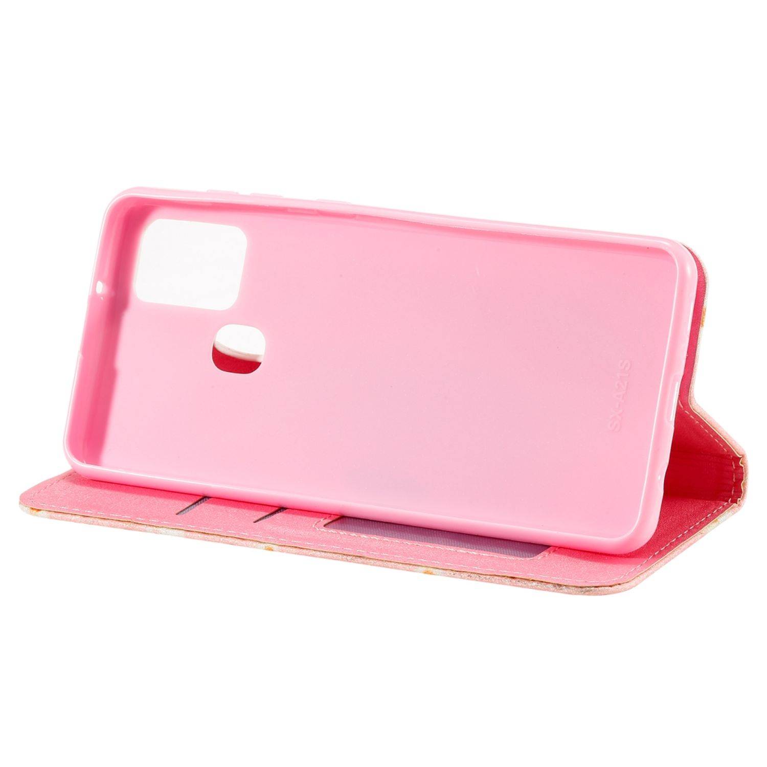 Hülle kompatibel mit Samsung Galaxy A21s Kunstleder Handyhülle - Handy Case Rosa