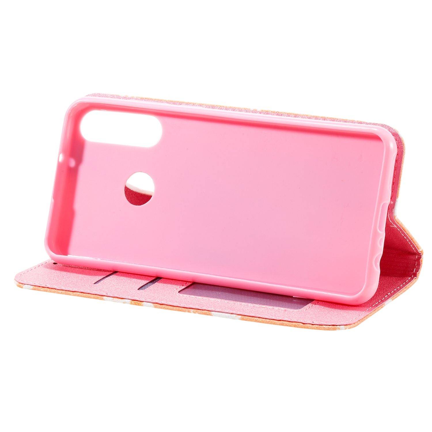 Huawei Y6p Handyhülle Schutzcase Blumen Bookcover Orange