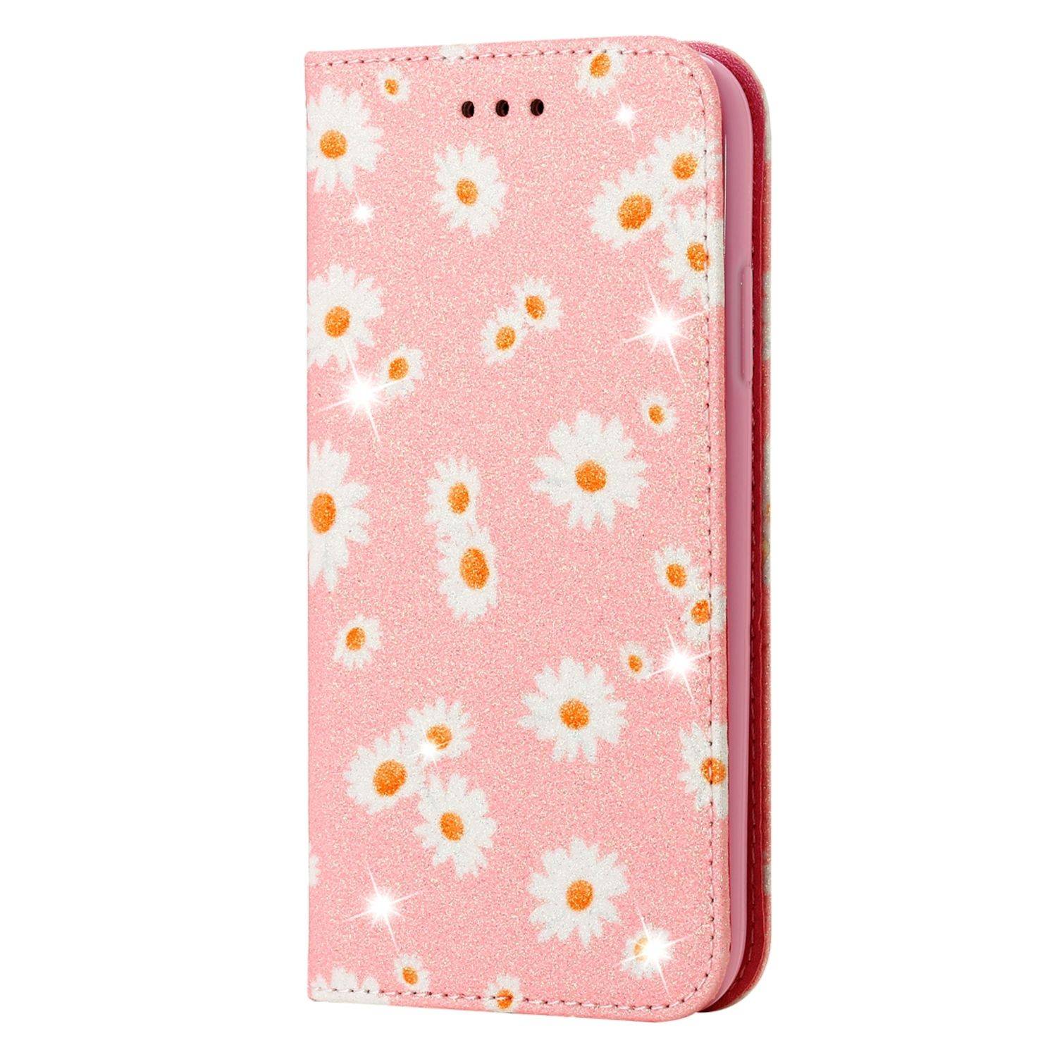 Huawei Y6p Handyhülle Schutzcase Blumen Bookcover Rosa