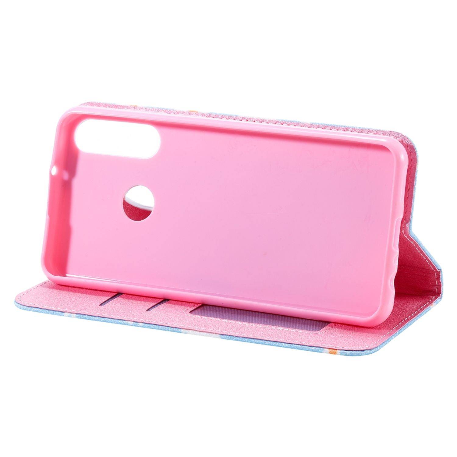 Huawei Y6p Handyhülle Schutzcase Blumen Bookcover Blau