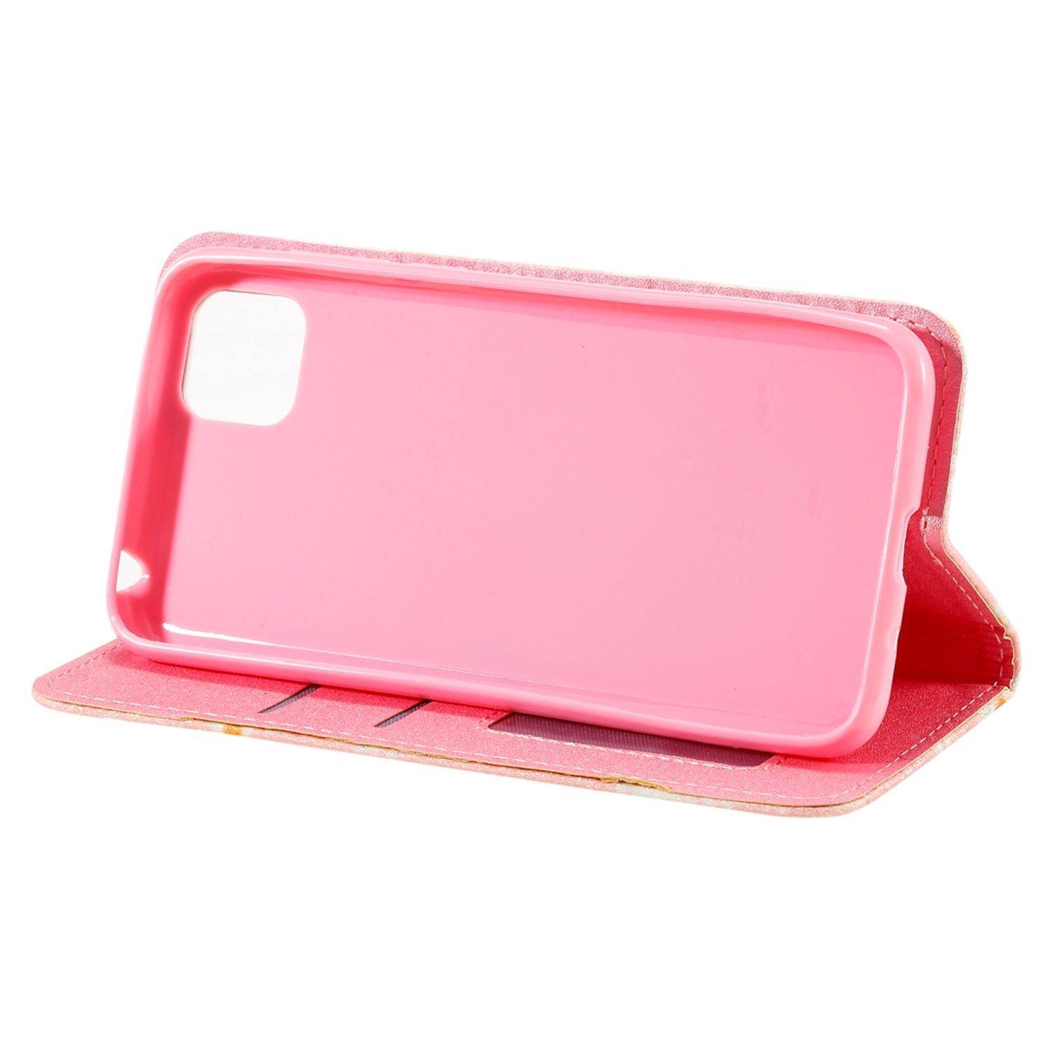 Huawei Y5p Handyhülle Schutzcase Blumen Bookcover Rosa