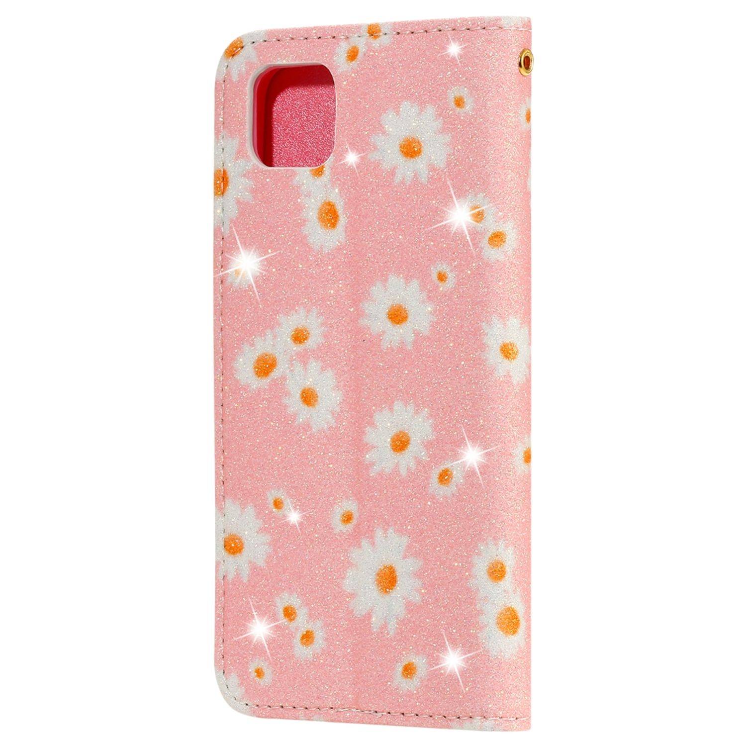Huawei Y5p Handyhülle Schutzcase Blumen Bookcover Rosa