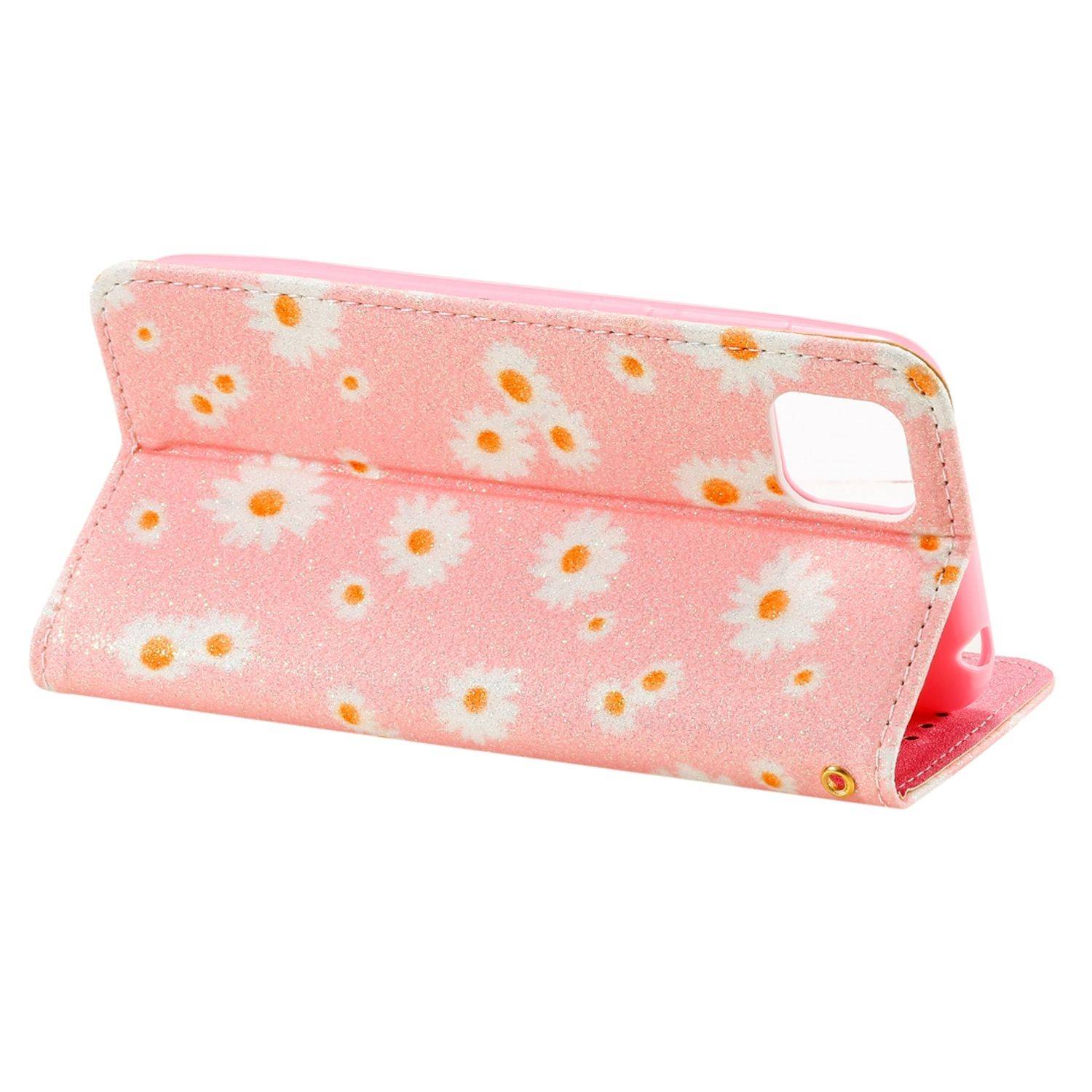 Huawei Y5p Handyhülle Schutzcase Blumen Bookcover Rosa