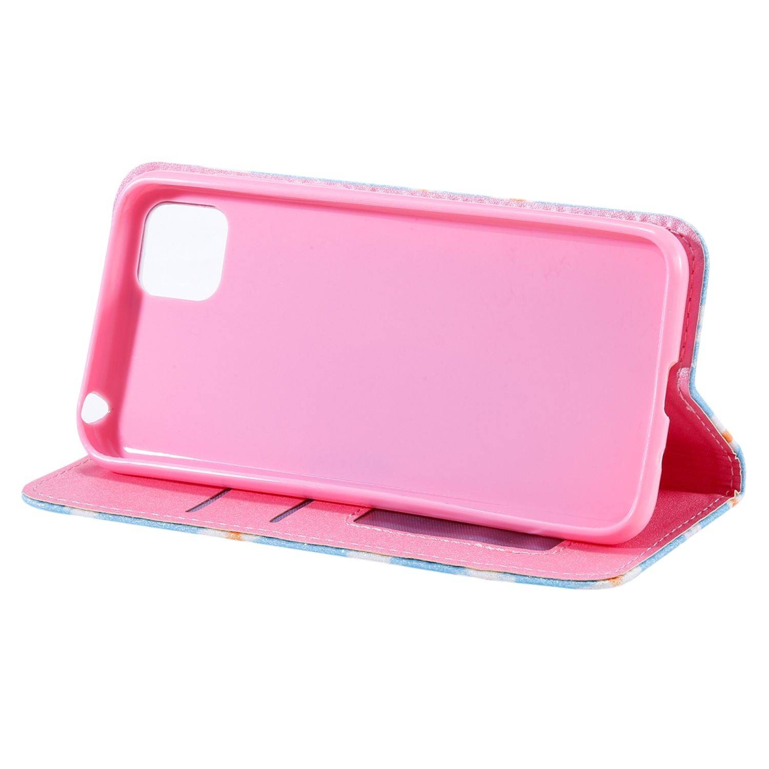 Huawei Y5p Handyhülle Schutzcase Blumen Bookcover Blau