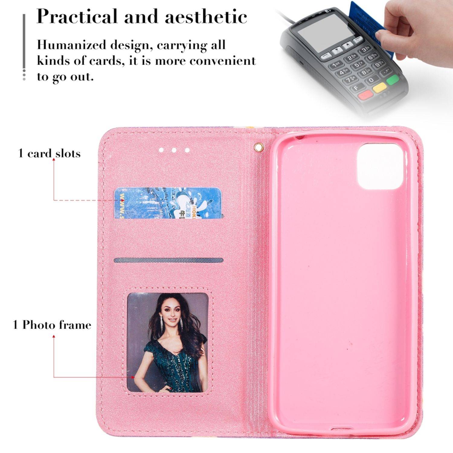 Huawei Y5p Handyhülle Schutzcase Blumen Bookcover Blau