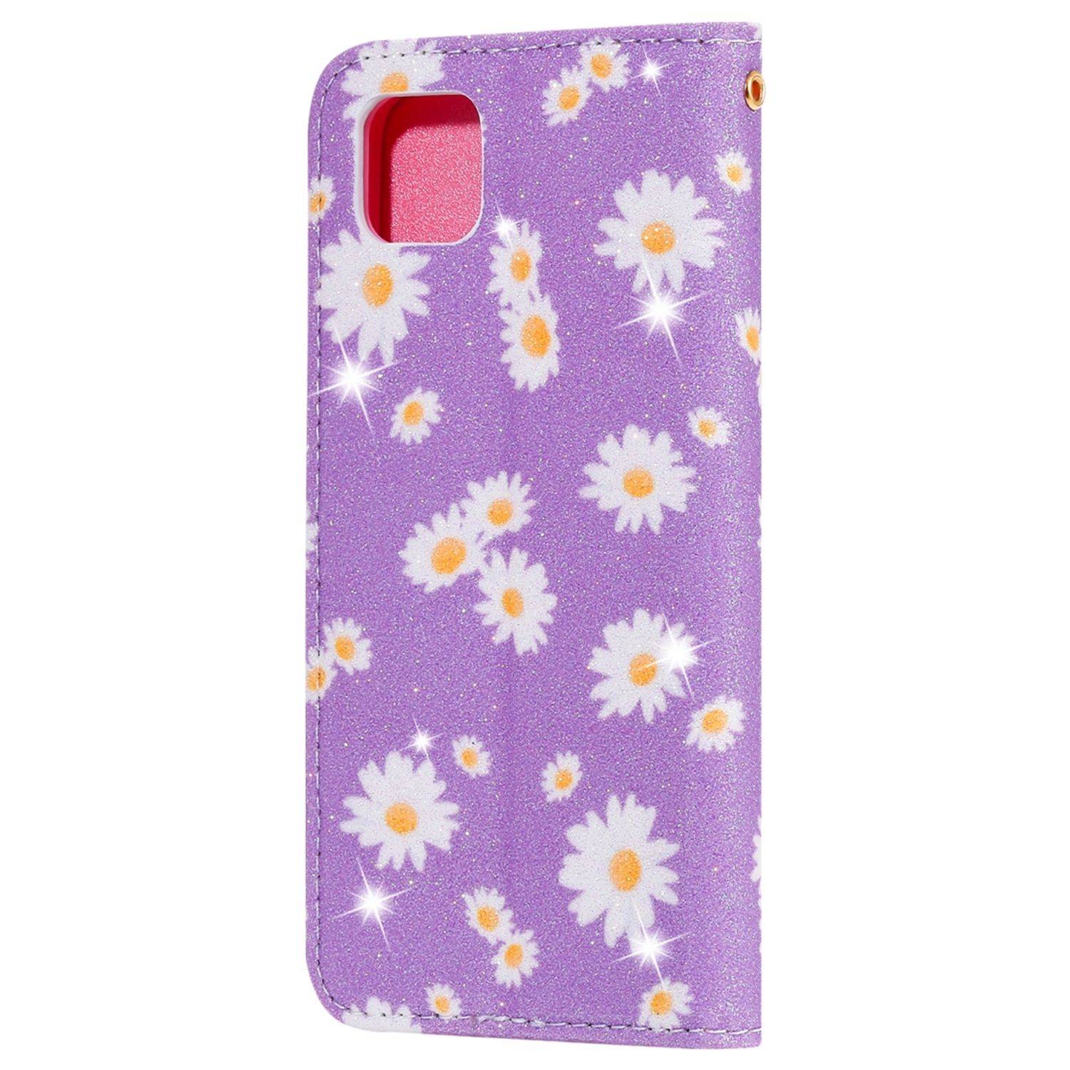 Huawei Y5p Handyhülle Schutzcase Blumen Bookcover Violett