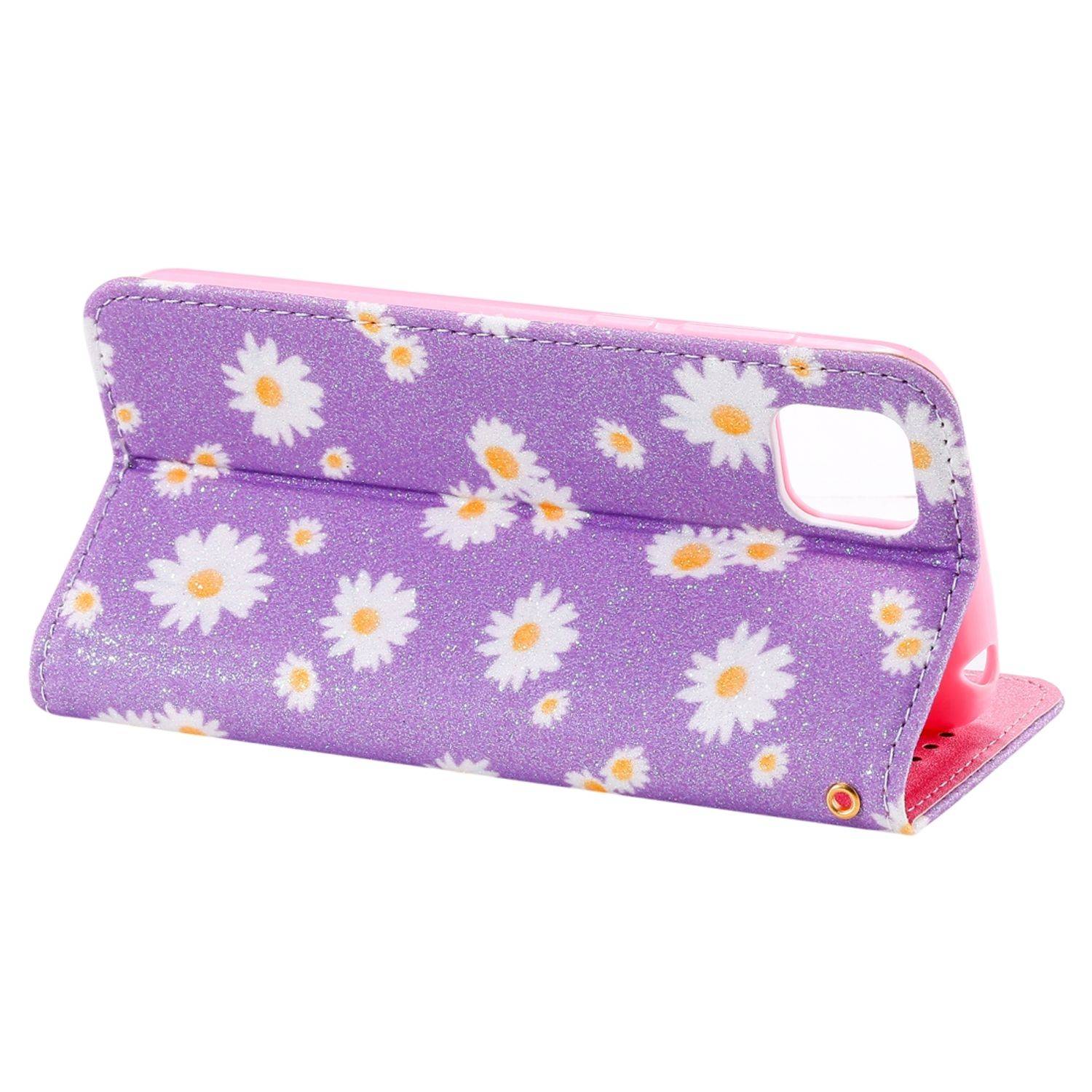 Huawei Y5p Handyhülle Schutzcase Blumen Bookcover Violett
