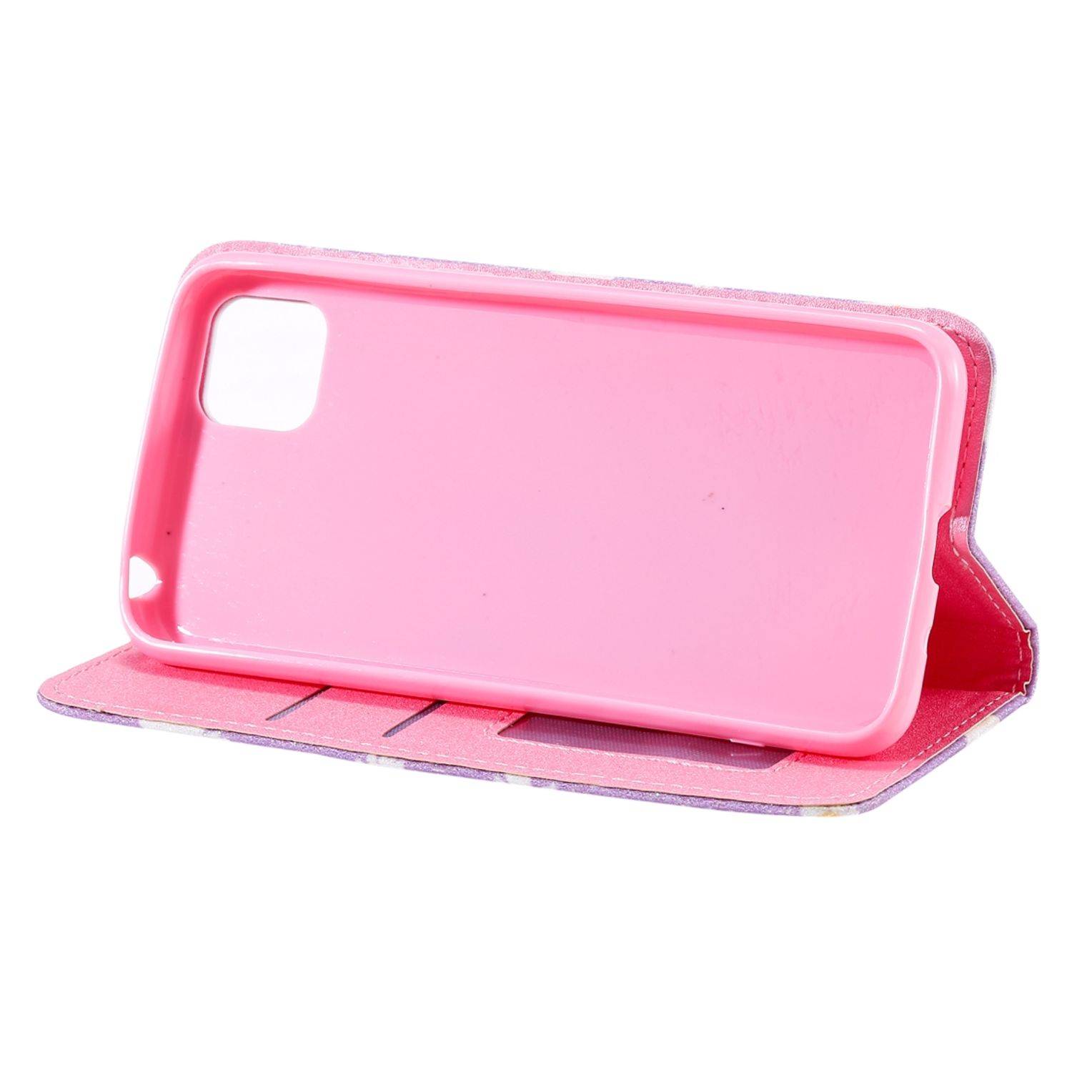Huawei Y5p Handyhülle Schutzcase Blumen Bookcover Violett