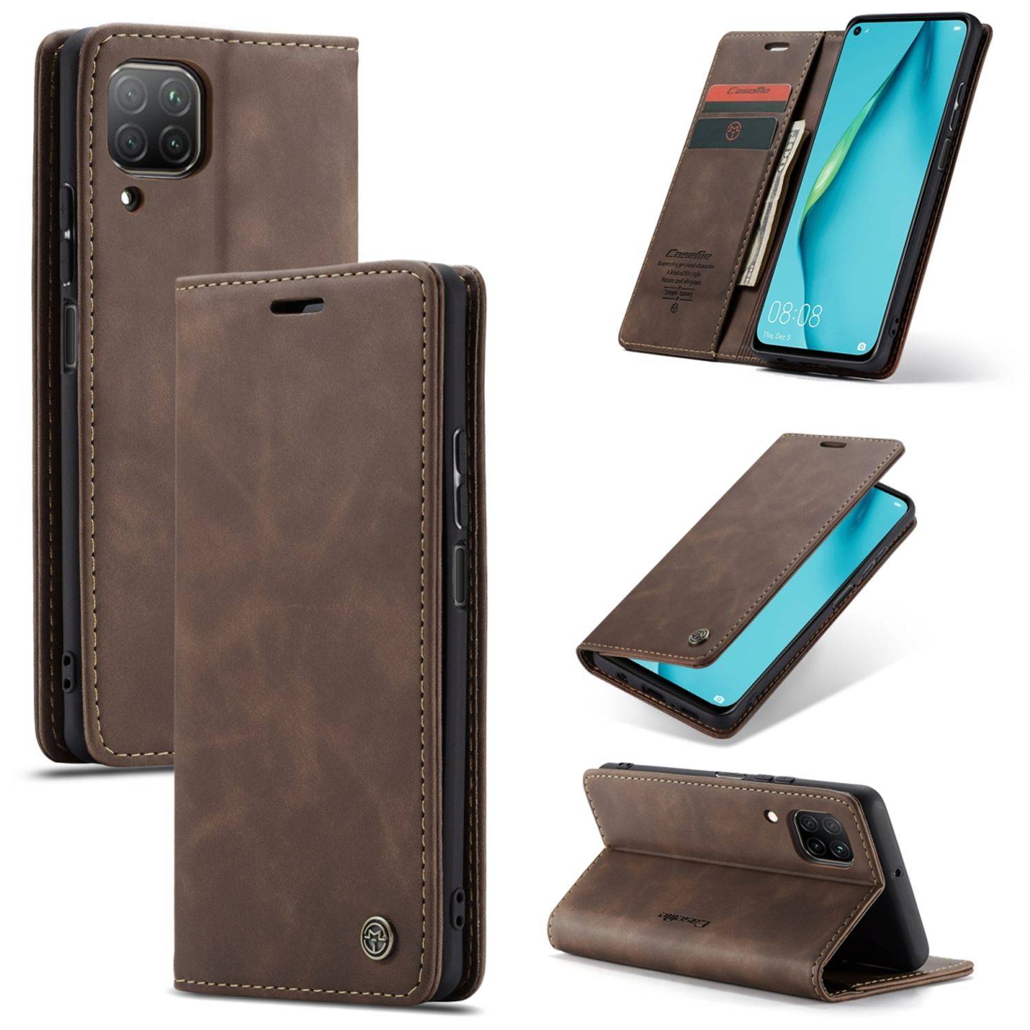 Huawei P40 Lite Handyhülle Schutztasche Bookcover Braun