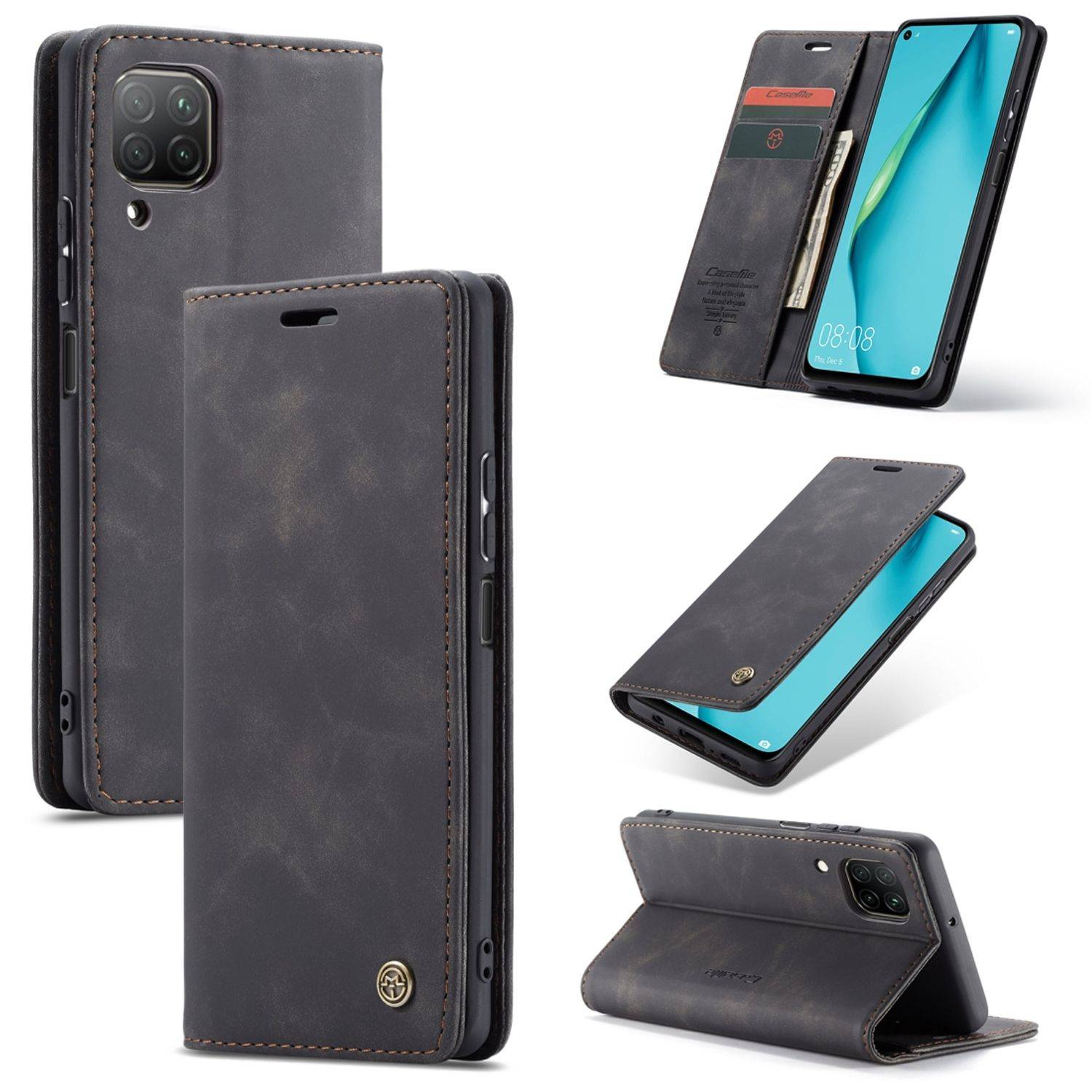 Huawei P40 Lite Handyhülle Schutztasche Bookcover Schwarz