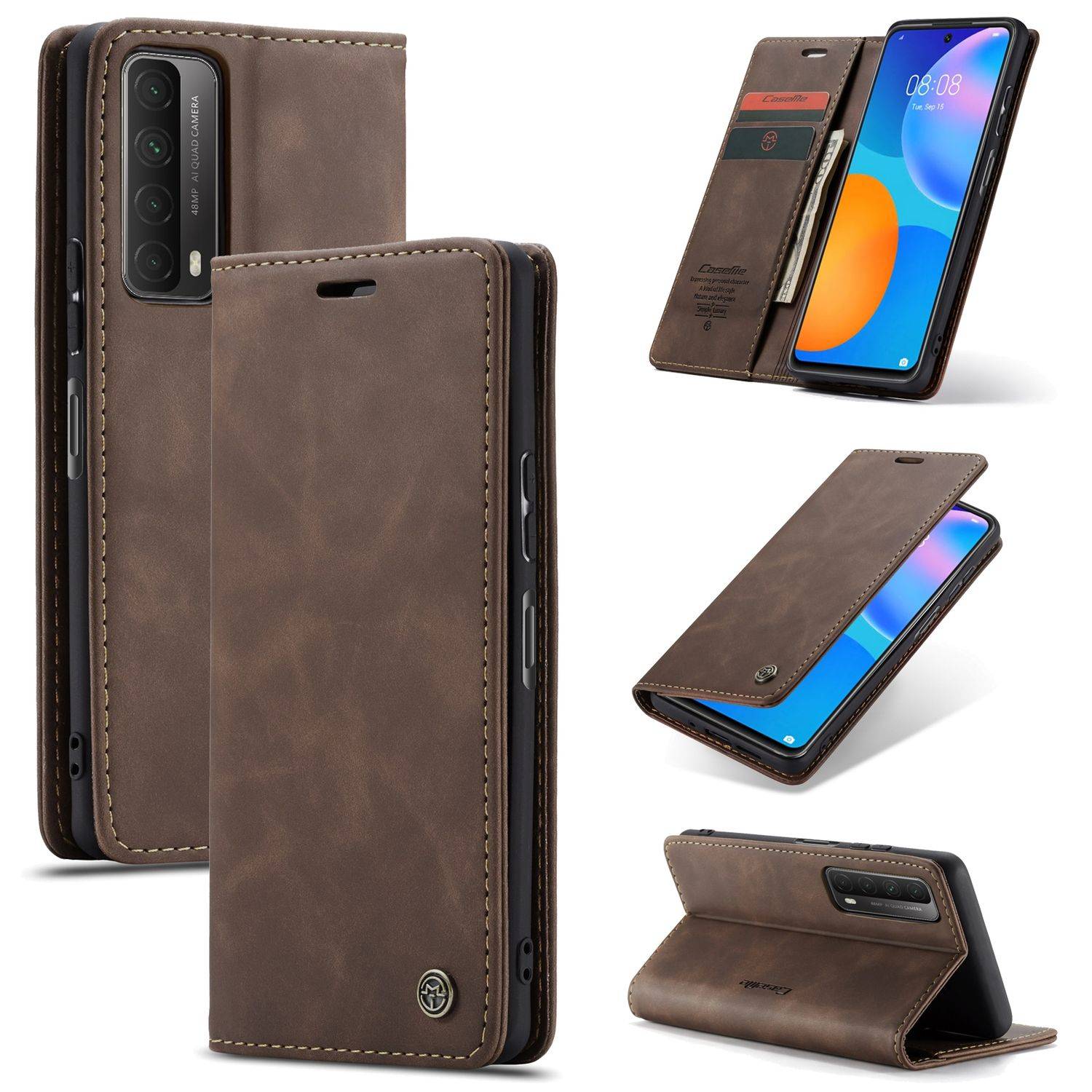 Huawei P smart 2021 Handyhülle Schutztasche Bookcover Braun