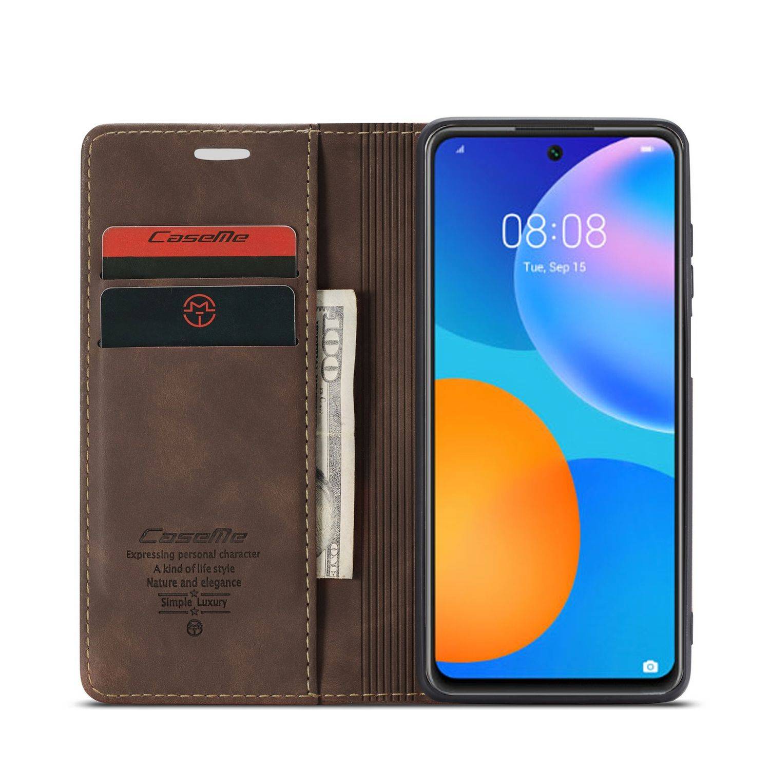 Huawei P smart 2021 Handyhülle Schutztasche Bookcover Braun