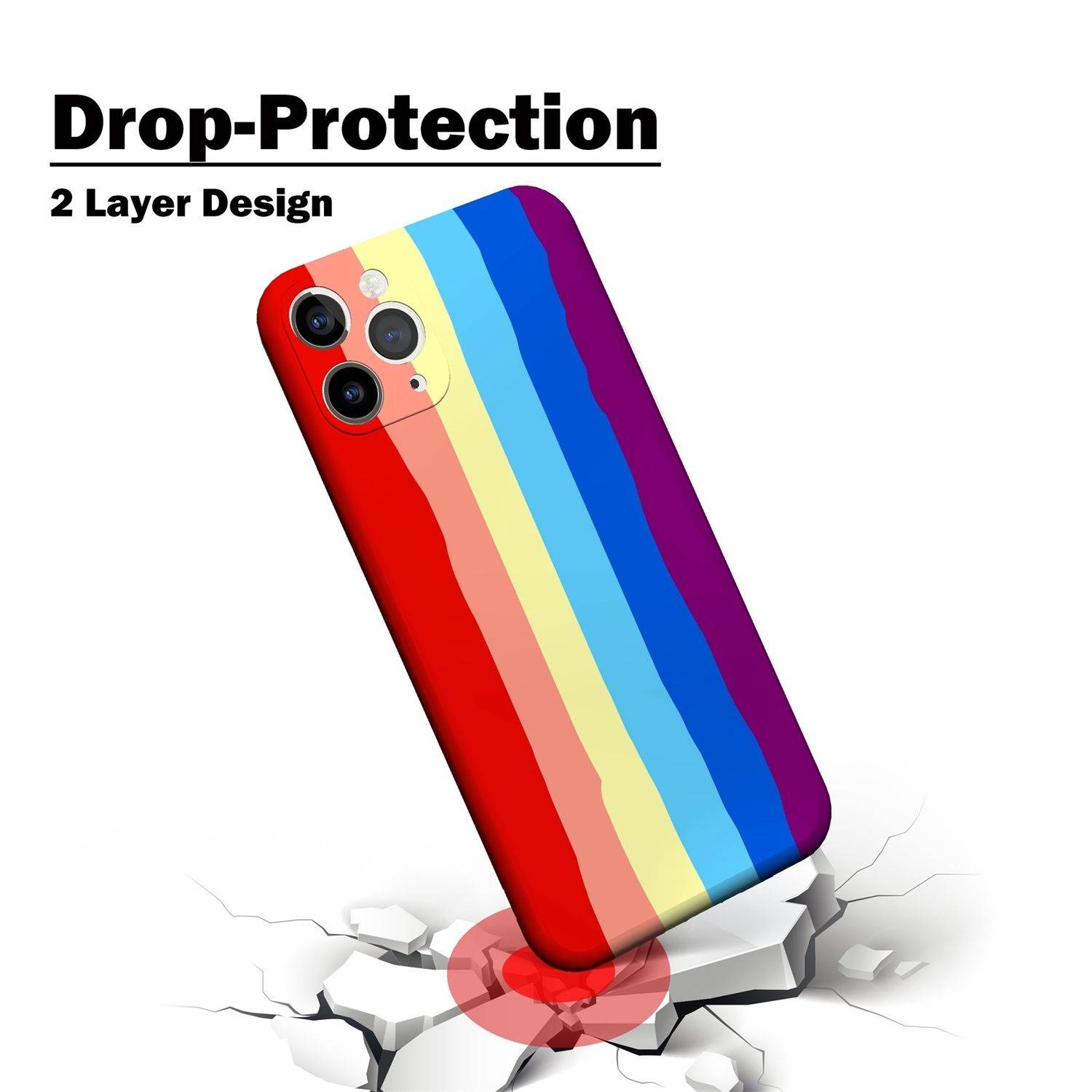 Apple iPhone 11 Pro Max Handyhülle Schutzcase Regenbogen Cover Backcover Mehrfarbig