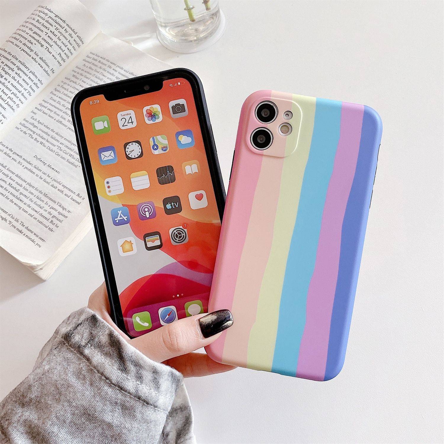 Apple iPhone 11 Pro Max Handyhülle Schutzcase Regenbogen Cover Backcover Mehrfarbig