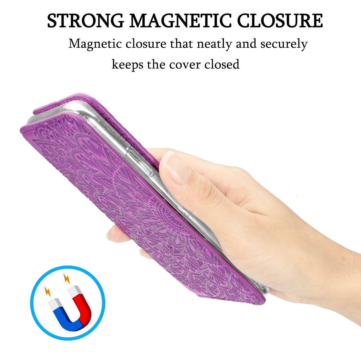 Apple iPhone 12 Pro Max Handyhülle Schutztasche Mandala Bookcover Violett