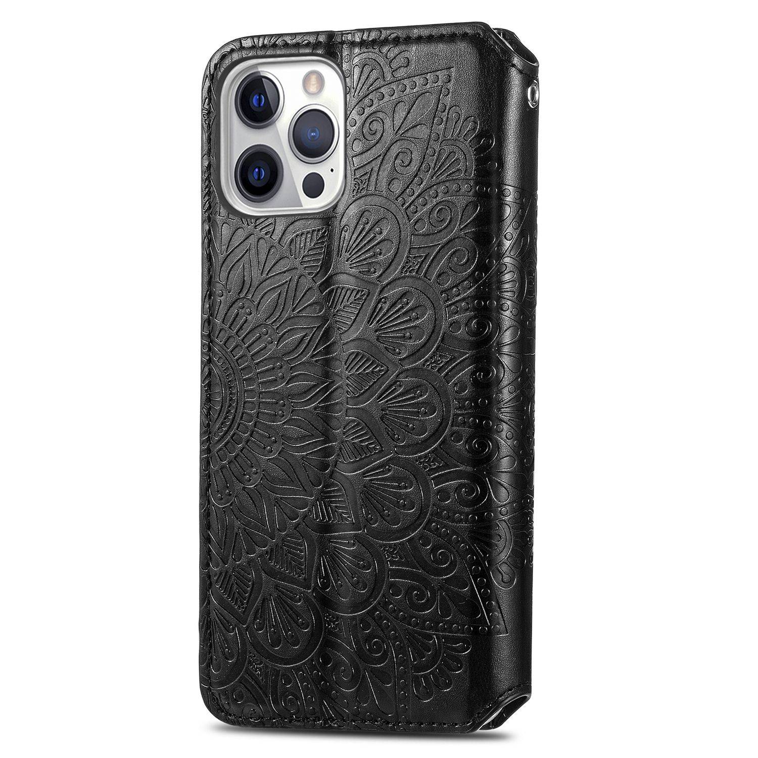 Hülle kompatibel mit Apple iPhone 12 Pro Max Kunstleder Handyhülle - Handy Case Schwarz