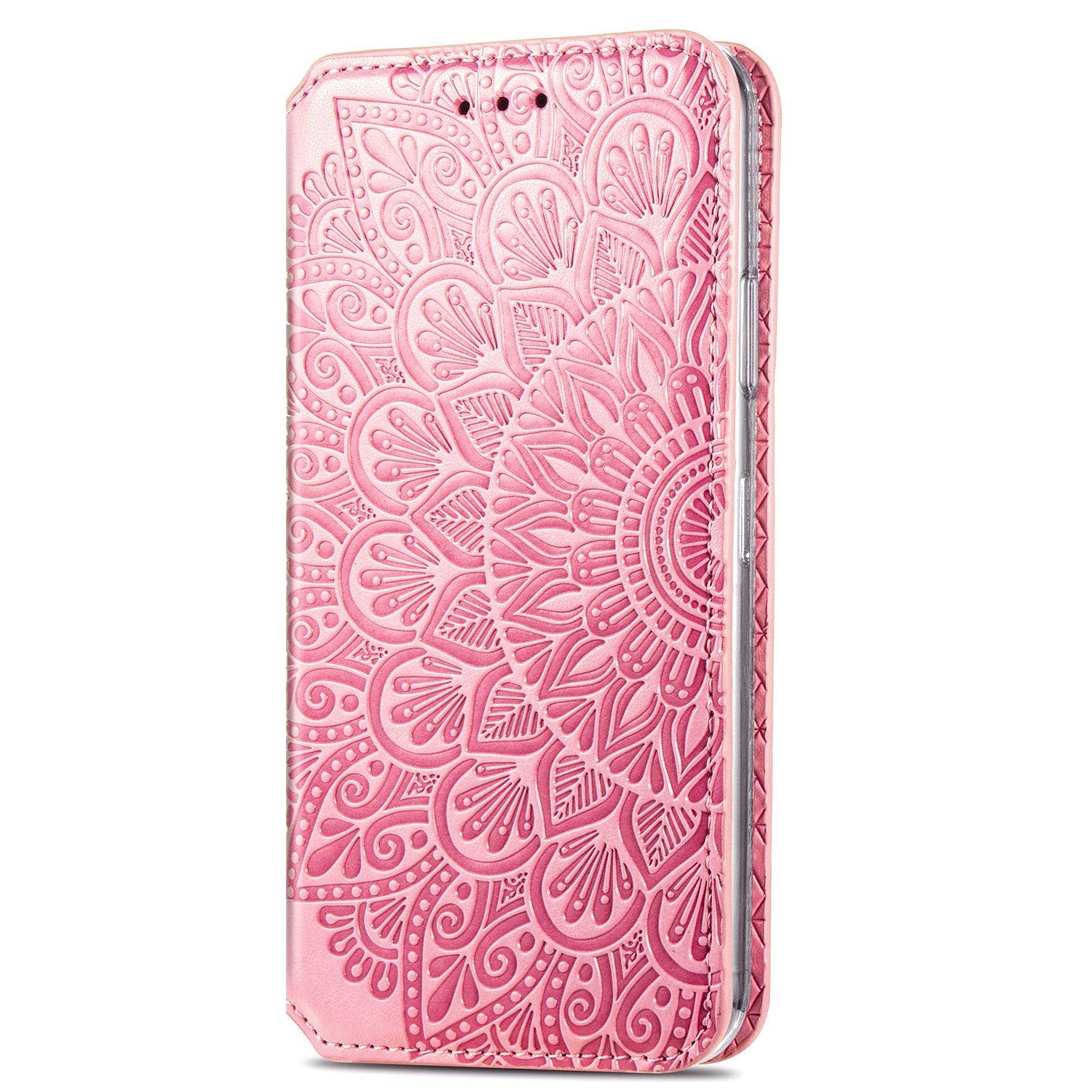 Apple iPhone 12 Pro Max Handyhülle Schutztasche Mandala Bookcover Rosa