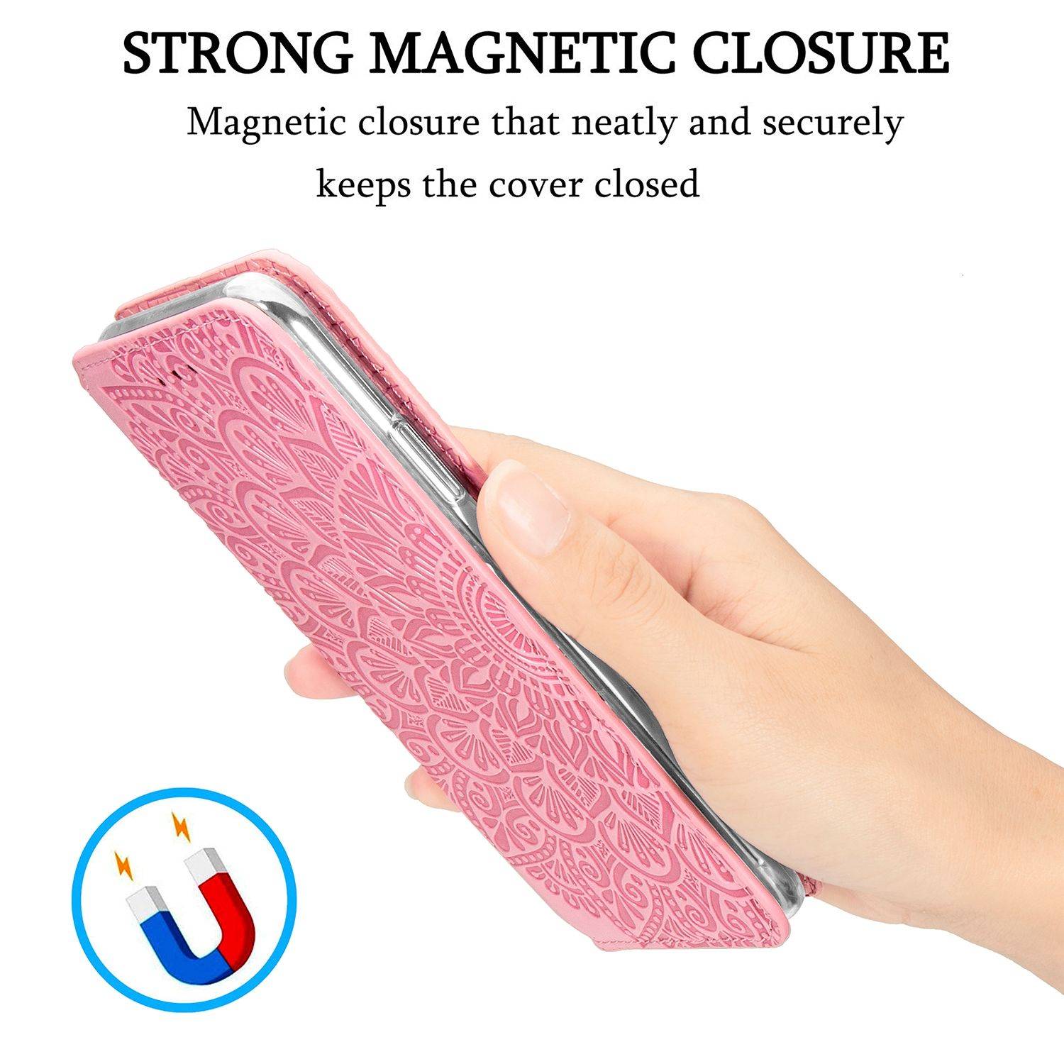 Apple iPhone 12 Pro Max Handyhülle Schutztasche Mandala Bookcover Rosa