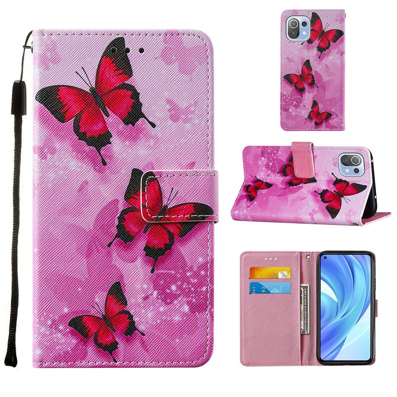 Hülle kompatibel mit Xiaomi Mi 11 Lite Kunstleder Handyhülle - Handy Case Rosa
