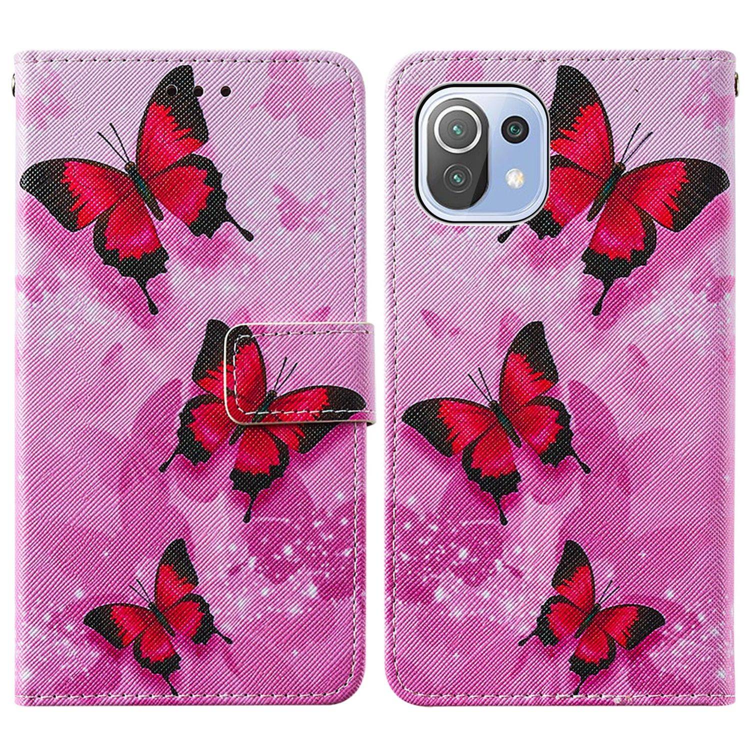 Hülle kompatibel mit Xiaomi Mi 11 Lite Kunstleder Handyhülle - Handy Case Rosa