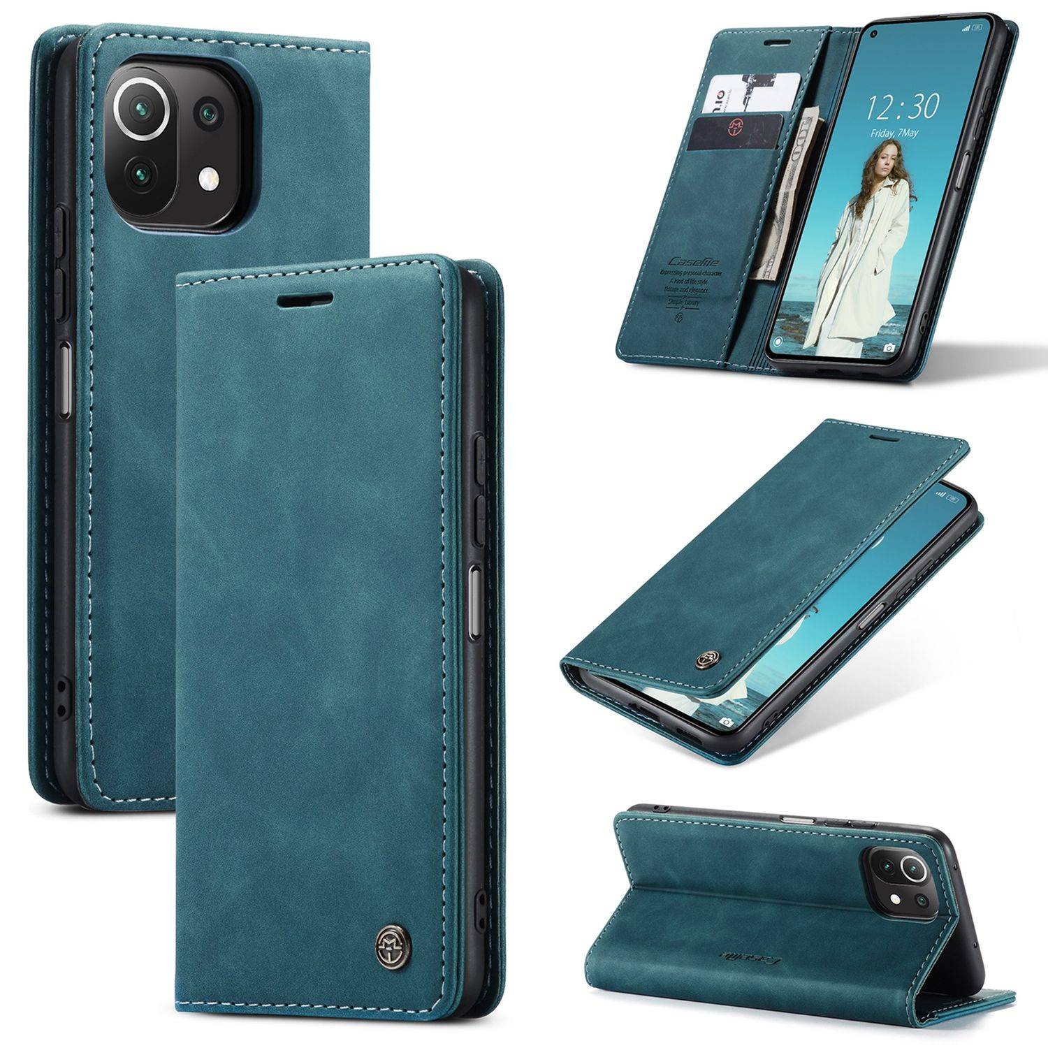 Hülle kompatibel mit Xiaomi Mi 11 Lite Kunstleder Handyhülle - Handy Case Blau