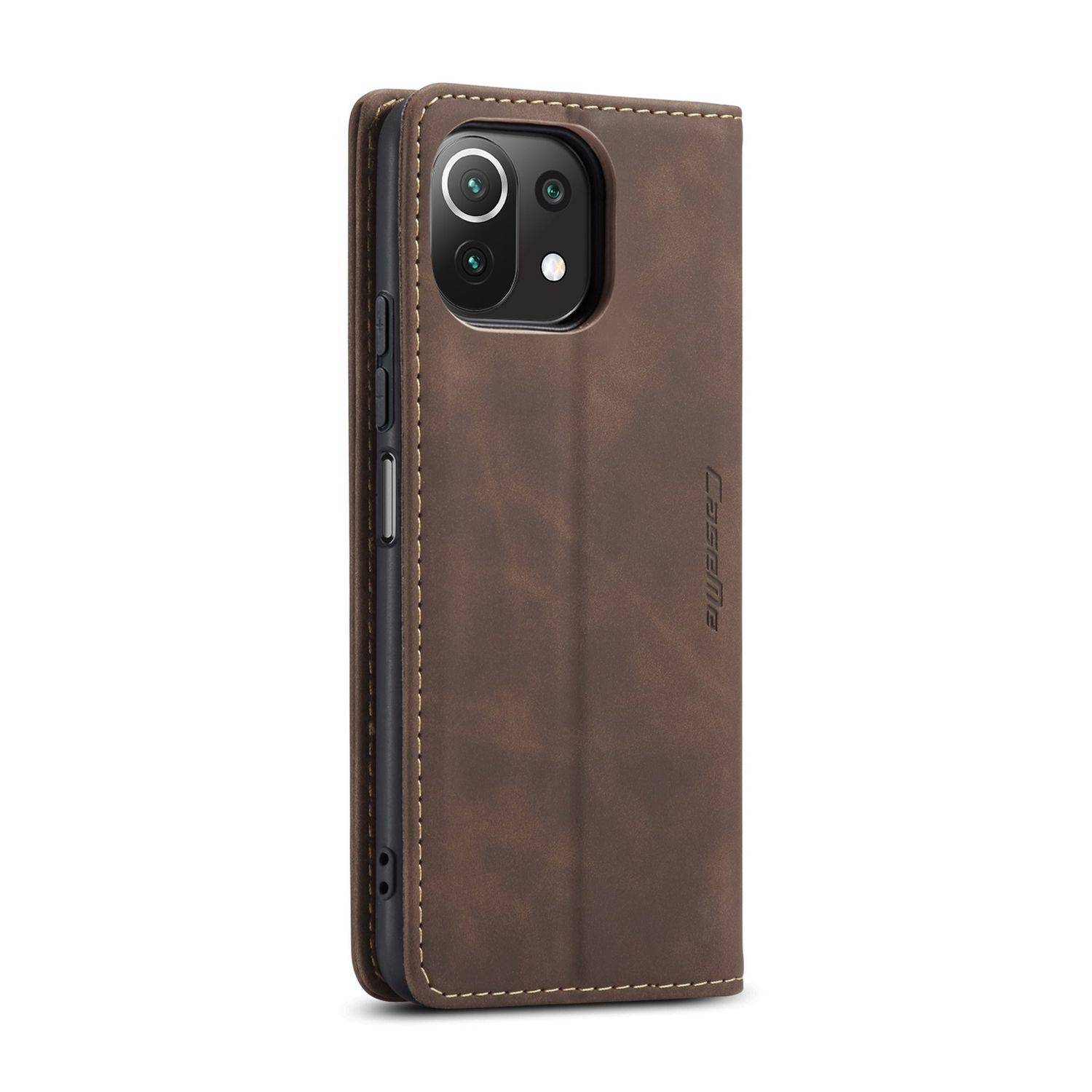 Hülle kompatibel mit Xiaomi Mi 11 Lite Kunstleder Handyhülle - Handy Case Braun