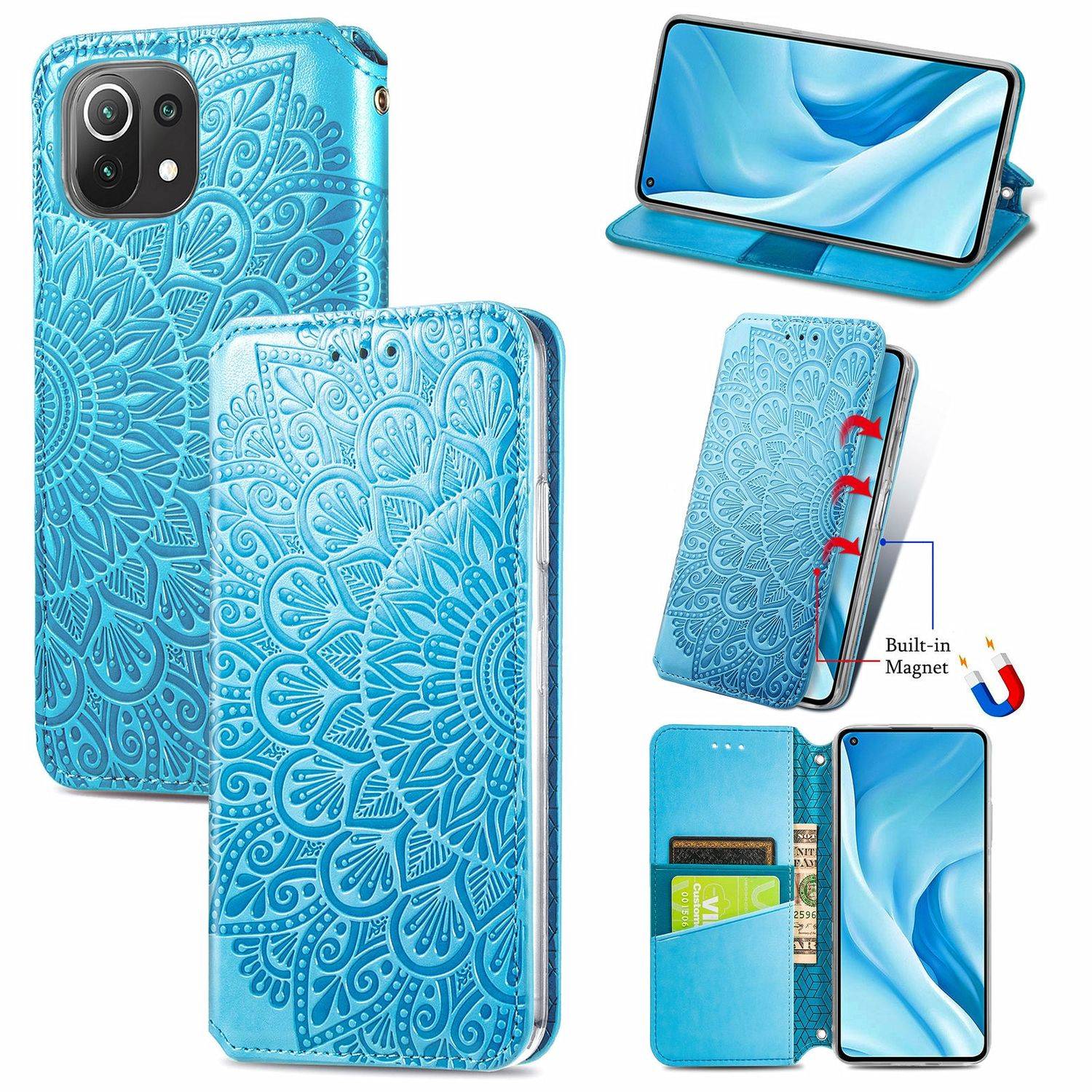Hülle kompatibel mit Xiaomi Mi 11 Lite Kunstleder Handyhülle - Handy Case Blau