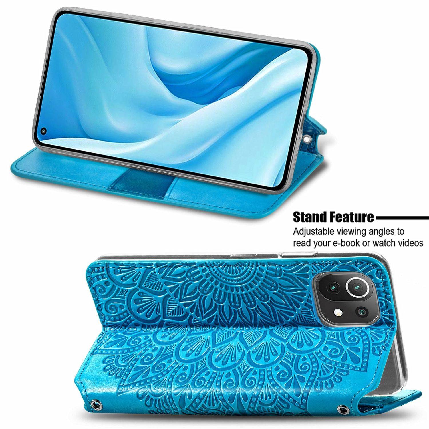 Hülle kompatibel mit Xiaomi Mi 11 Lite Kunstleder Handyhülle - Handy Case Blau