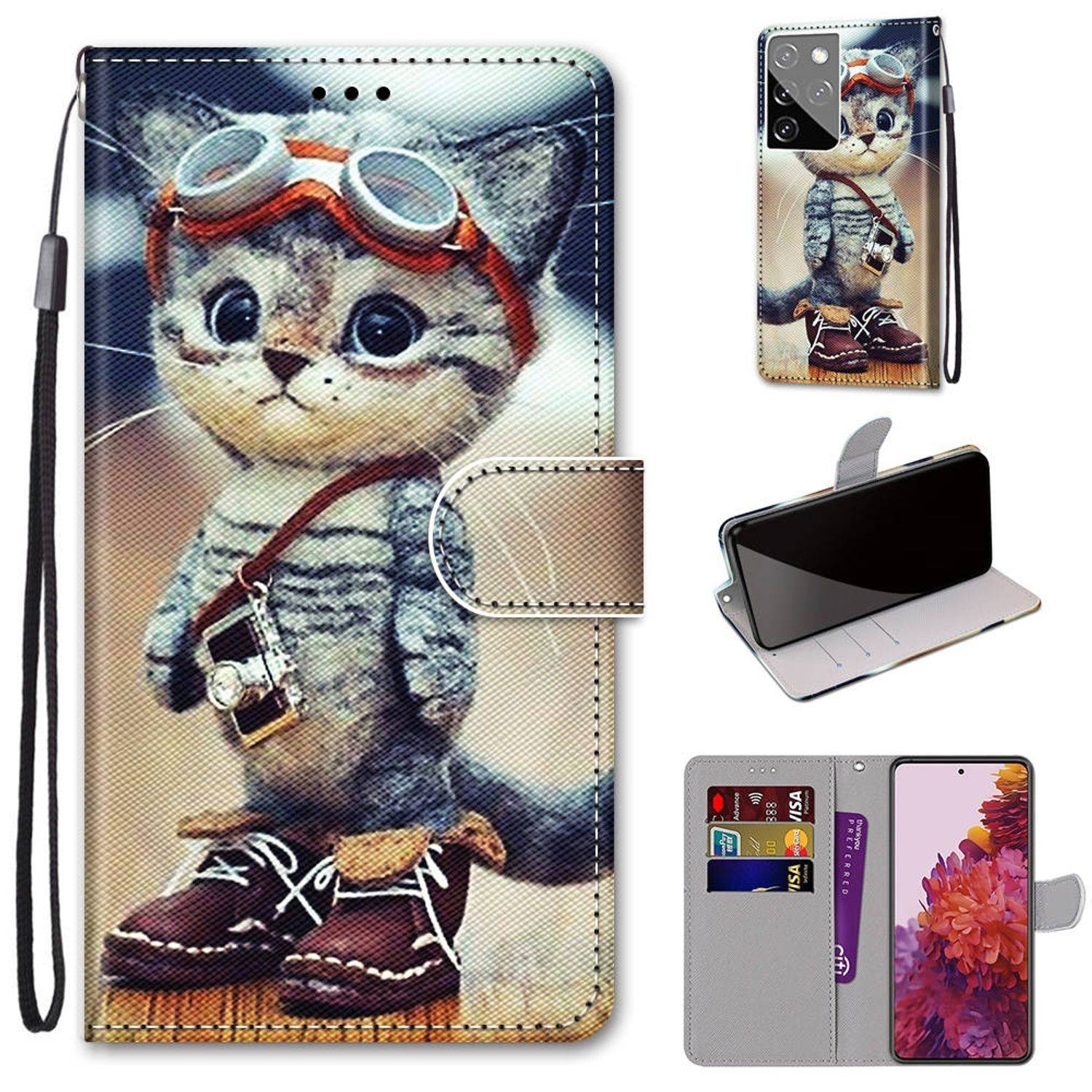 Hülle kompatibel mit Samsung Galaxy S21 Ultra Kunstleder Handyhülle - Handy Case Mehrfarbig