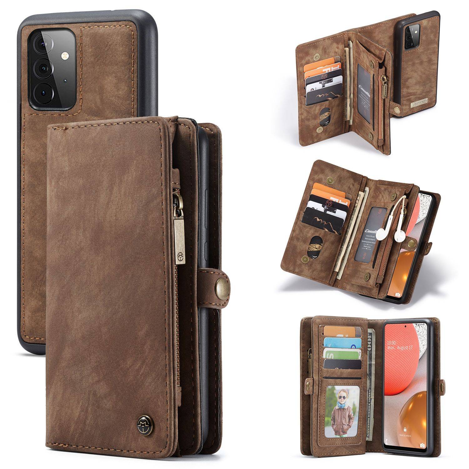 Hülle kompatibel mit Samsung Galaxy A72 5G Kunstleder Handyhülle - Handy Case Braun
