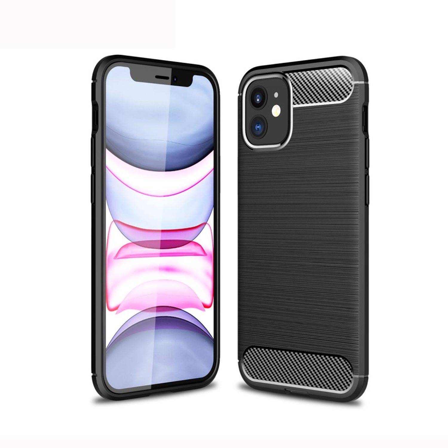 Apple iPhone 12 Mini Handyhülle Carbon Optik Backcover Grau