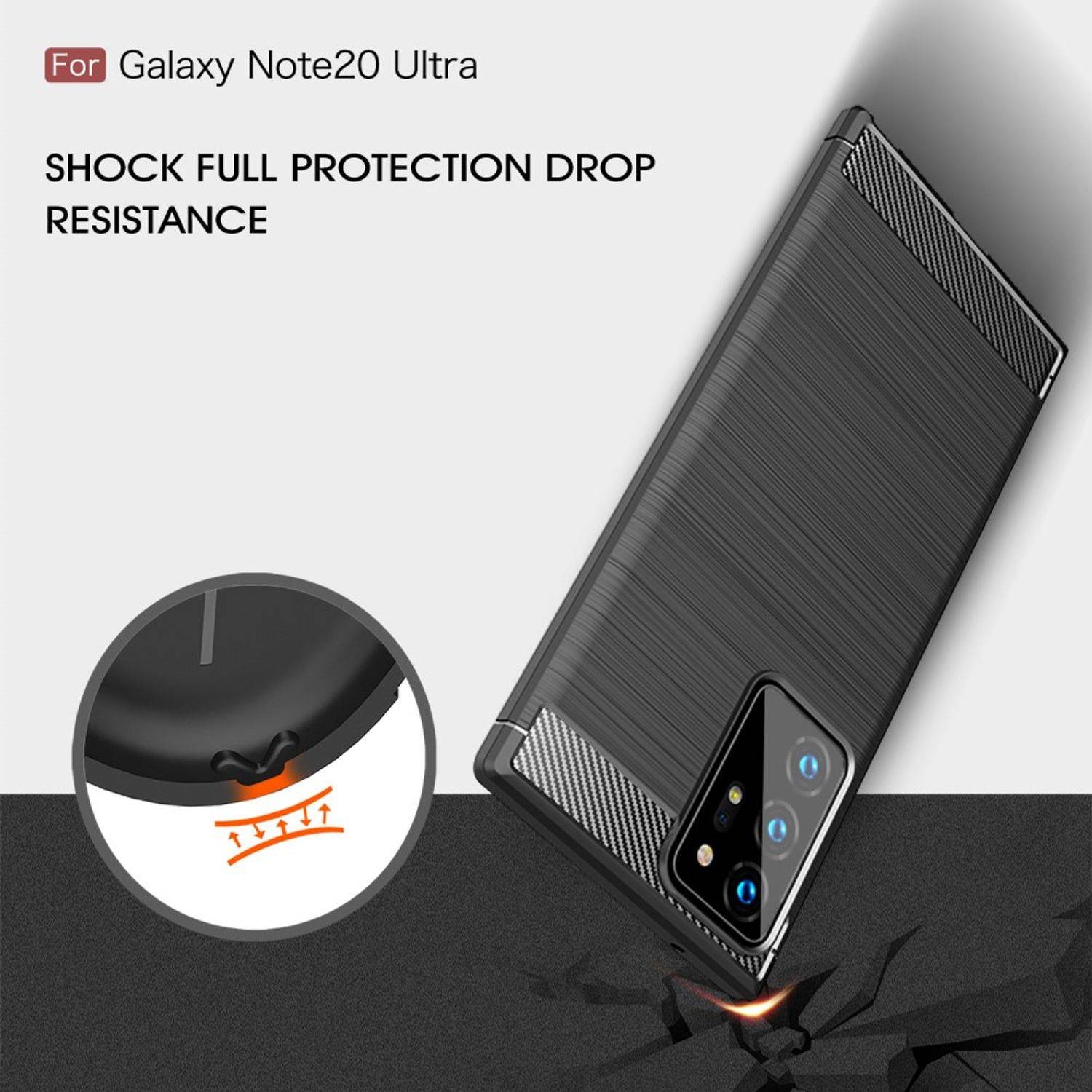 Samsung Galaxy Note 20 Ultra Handyhülle Carbon Optik Backcover Schwarz