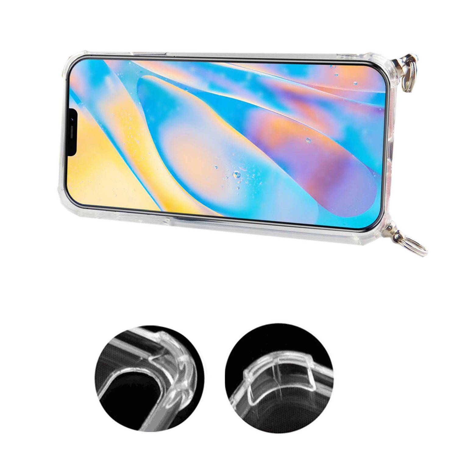 Apple iPhone 12 Mini Handykette Handyhülle Umhängetasche Transparent