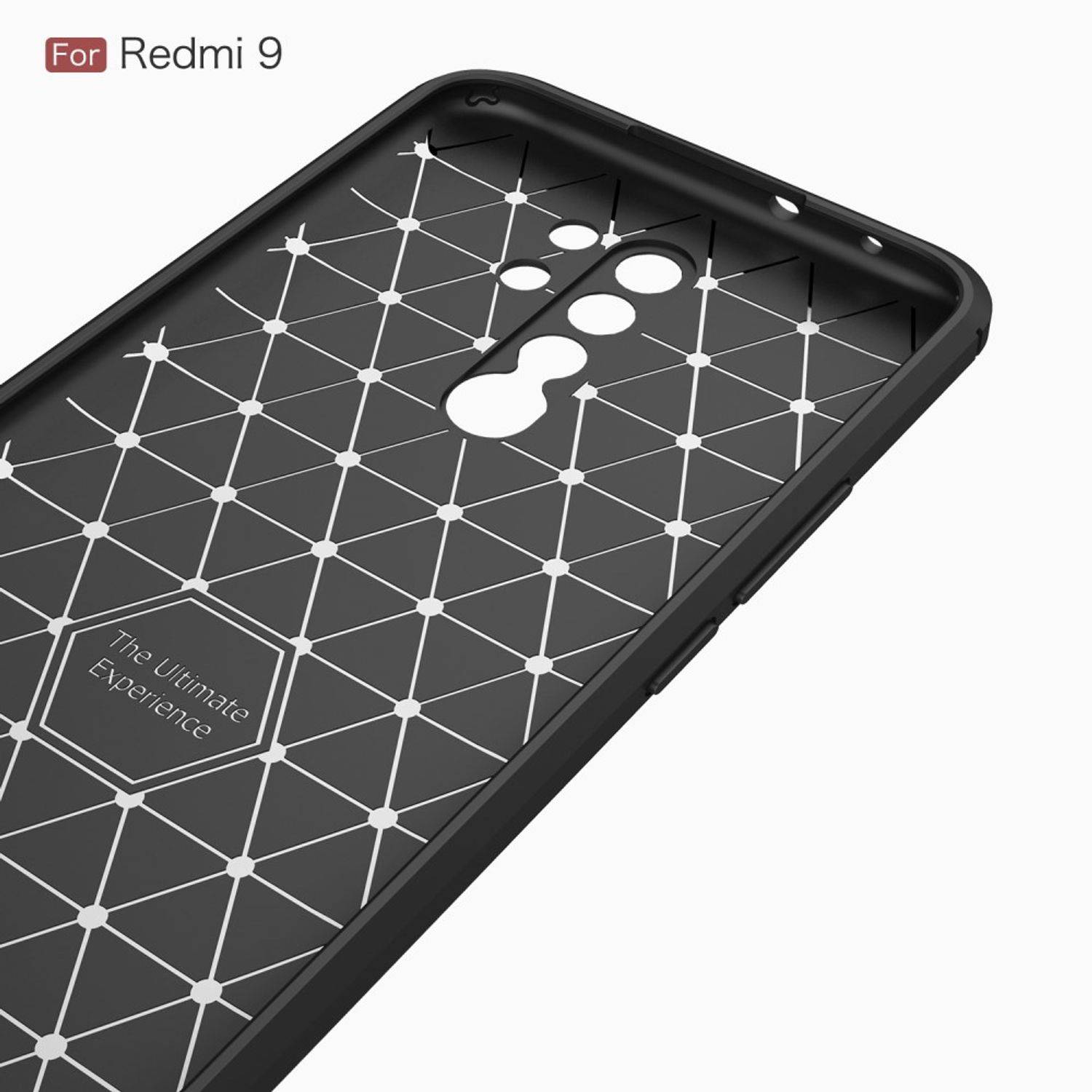 Xiaomi Redmi 9 Handyhülle Carbon Optik Backcover Schwarz