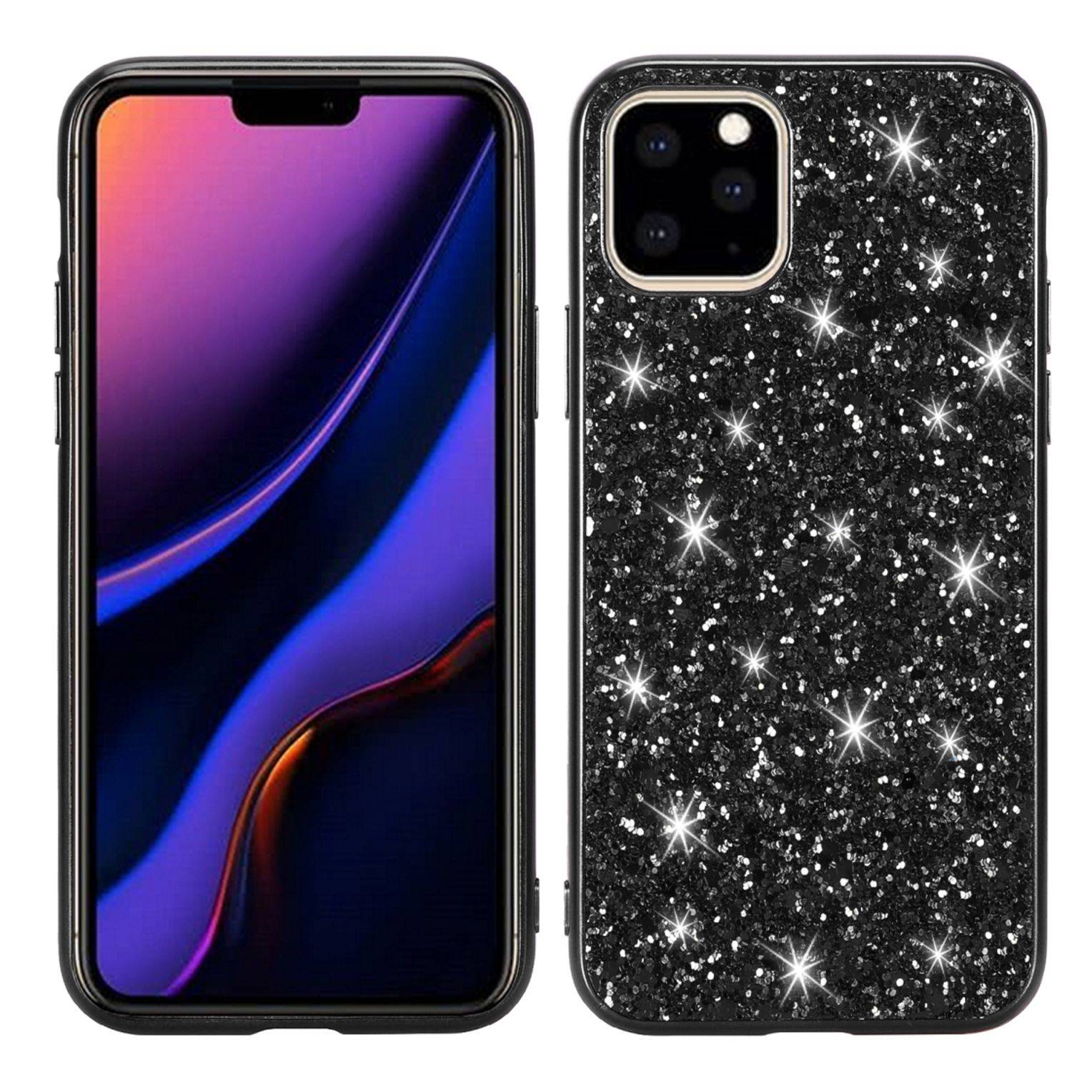 Apple iPhone 11 Pro Handyhülle Glitzer Strass Backcover Schwarz