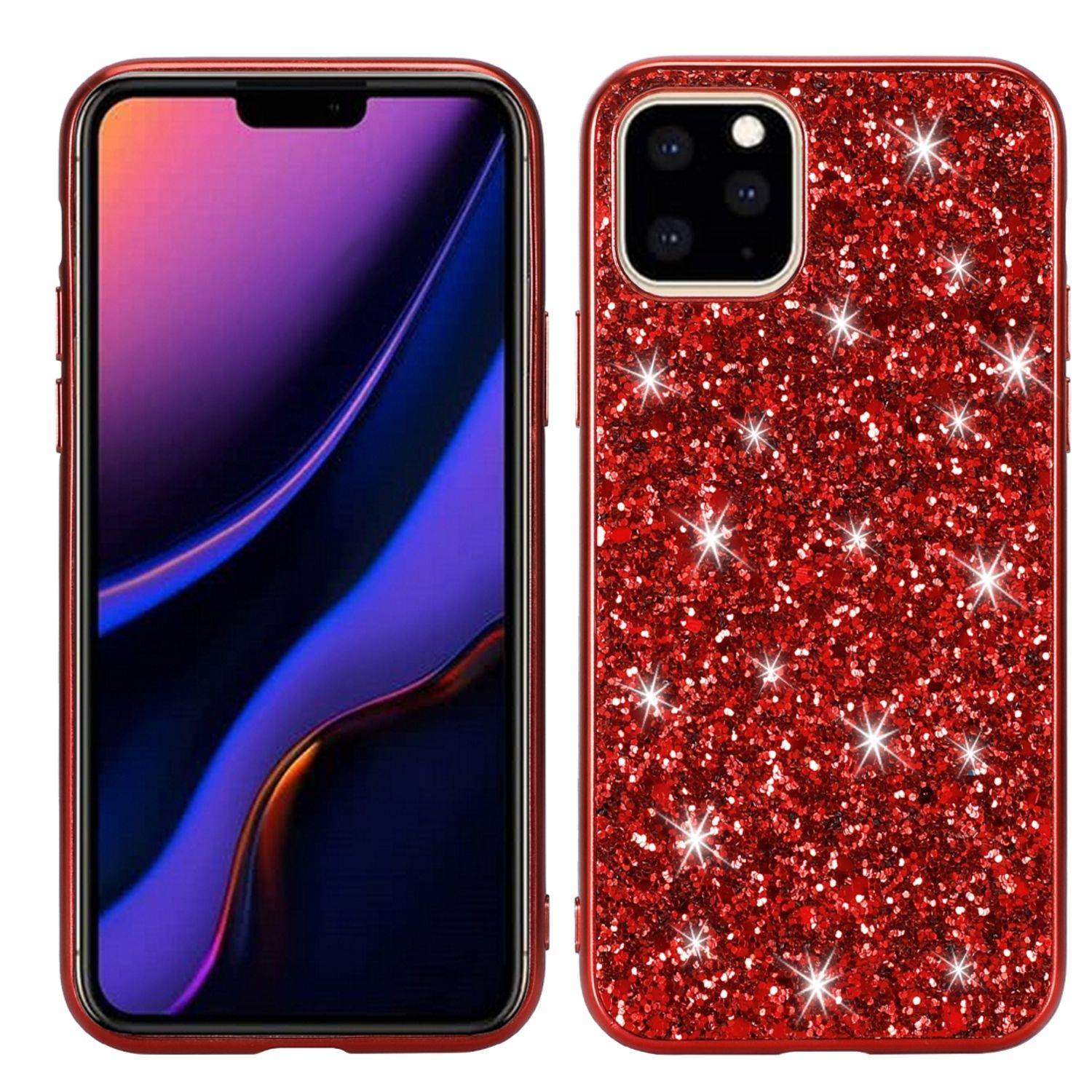 Apple iPhone 11 Pro Handyhülle Glitzer Strass Backcover Rot
