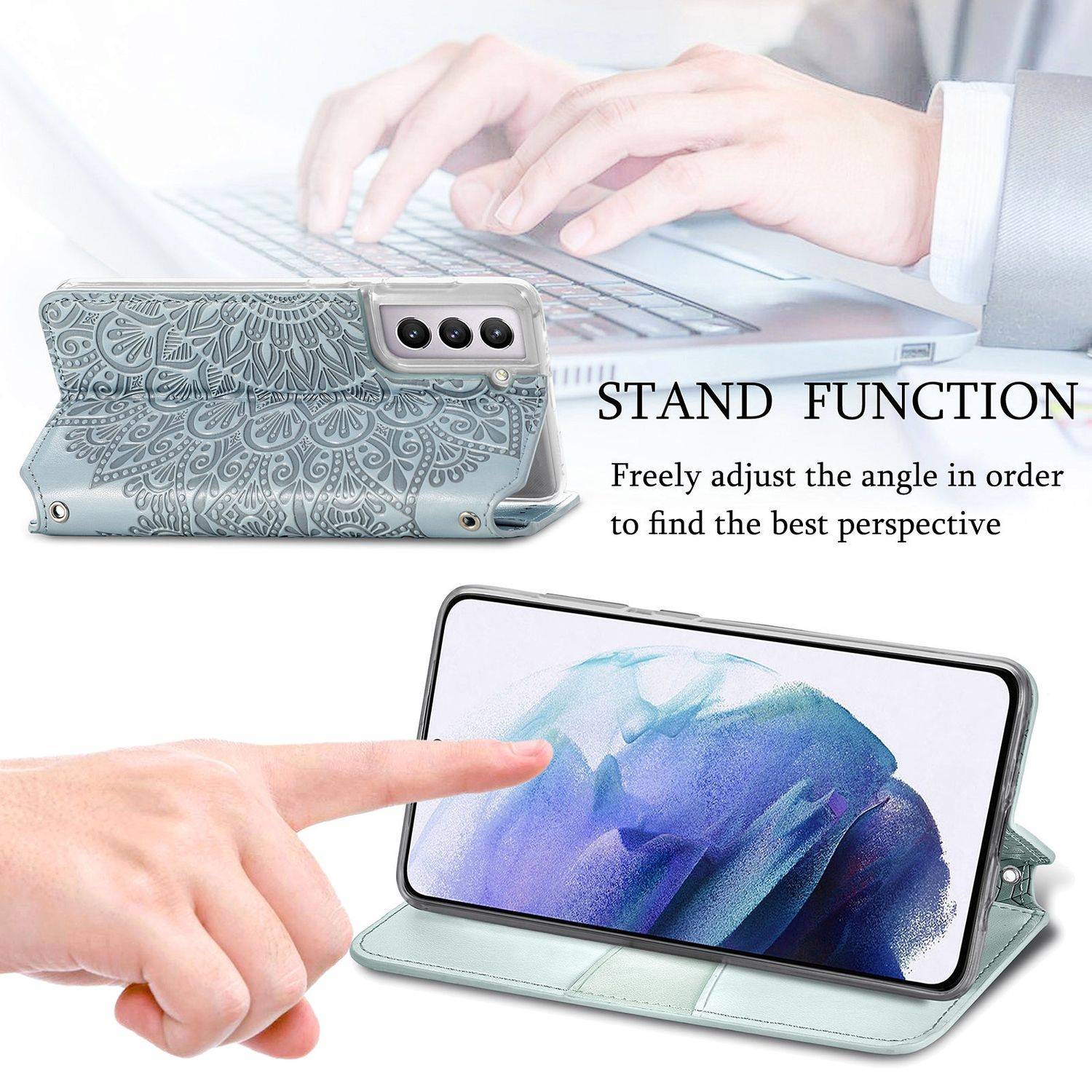 Samsung Galaxy S21 Handyhülle Bookcover Grau