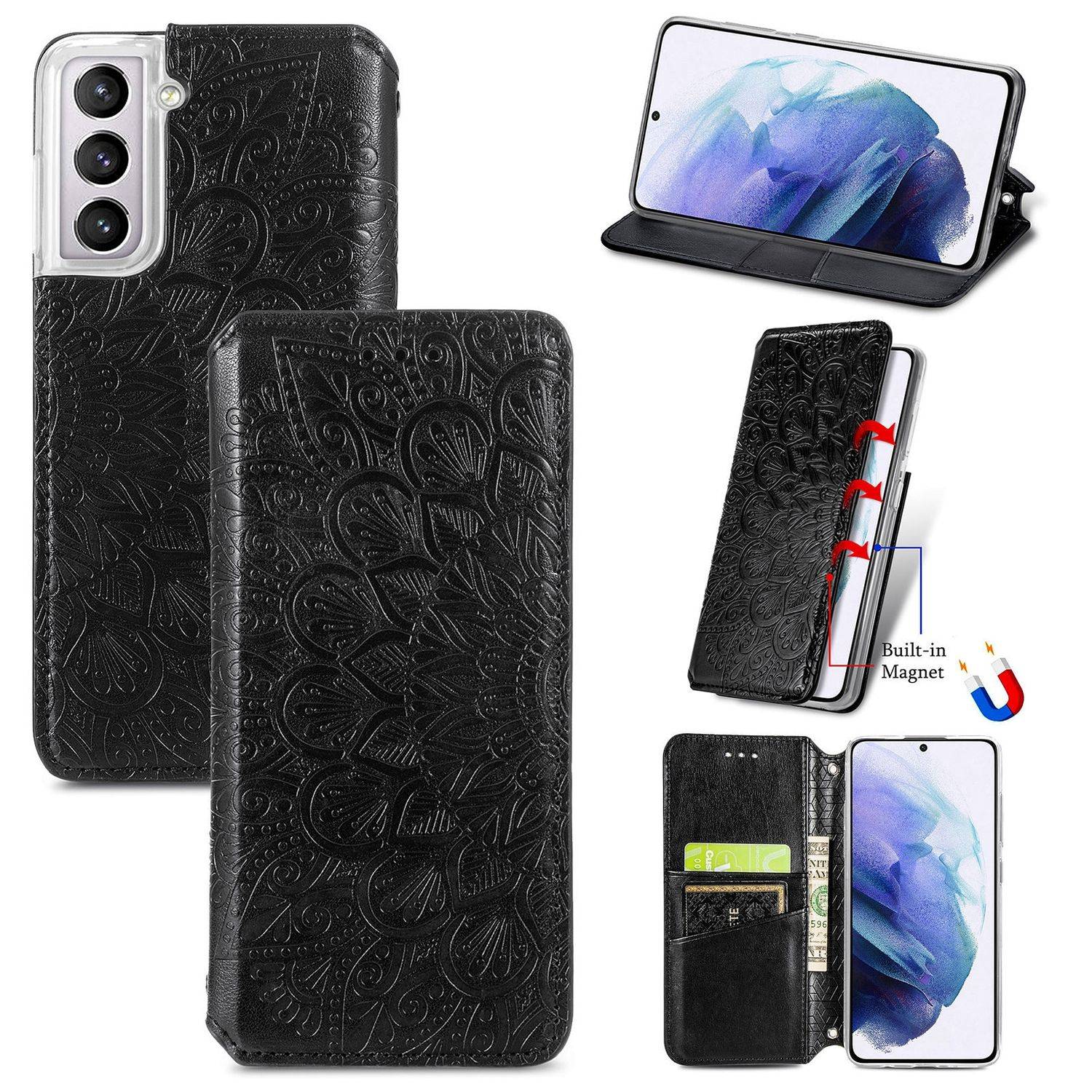 Samsung Galaxy S21 Handyhülle Bookcover Schwarz