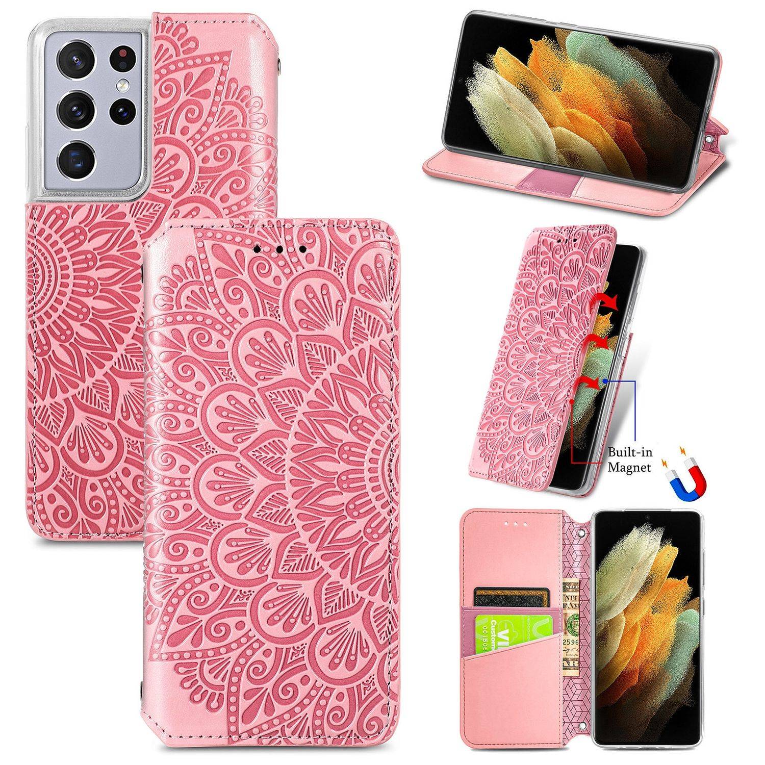 Samsung Galaxy S21 Ultra Handyhülle Bookcover Rosa