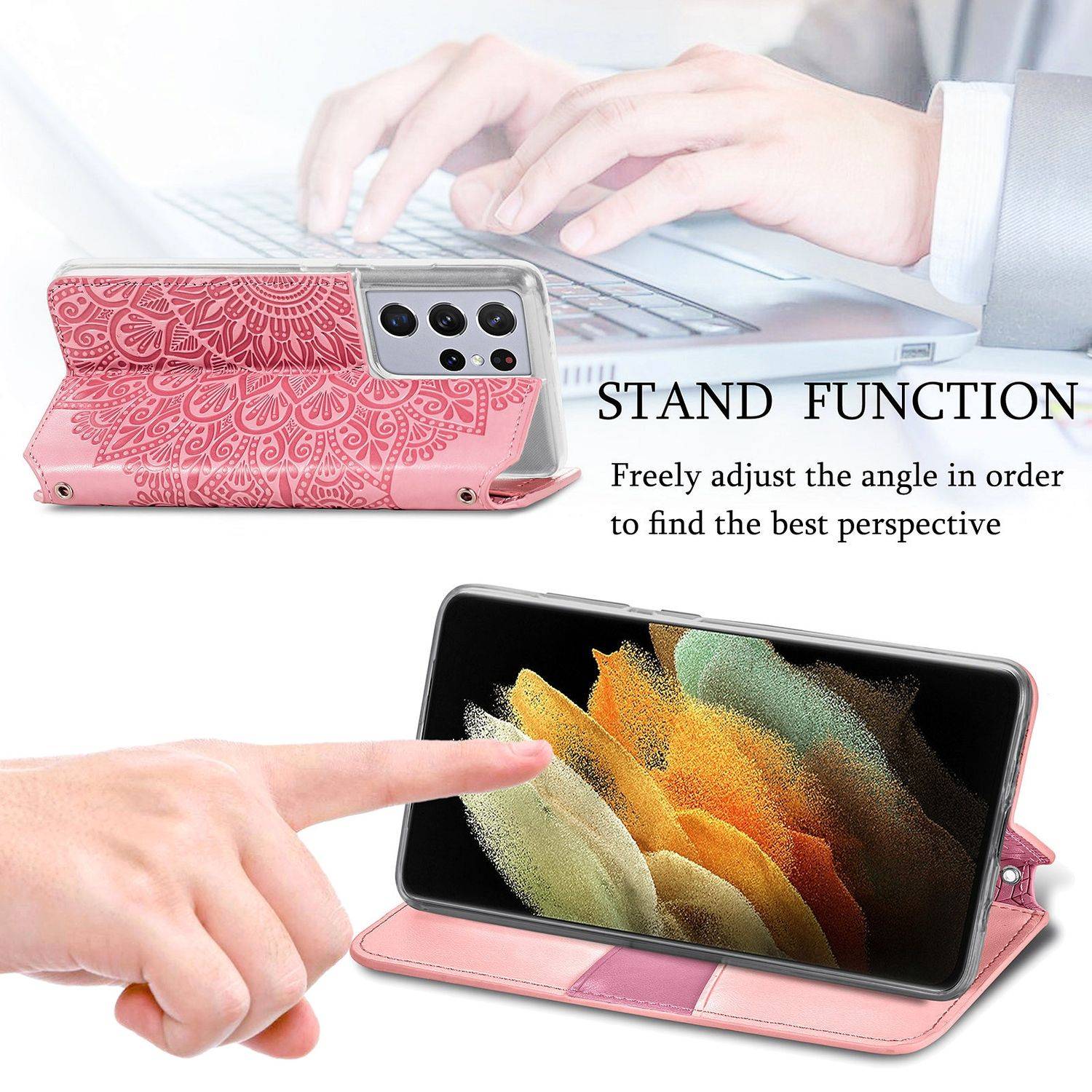 Samsung Galaxy S21 Ultra Handyhülle Bookcover Rosa
