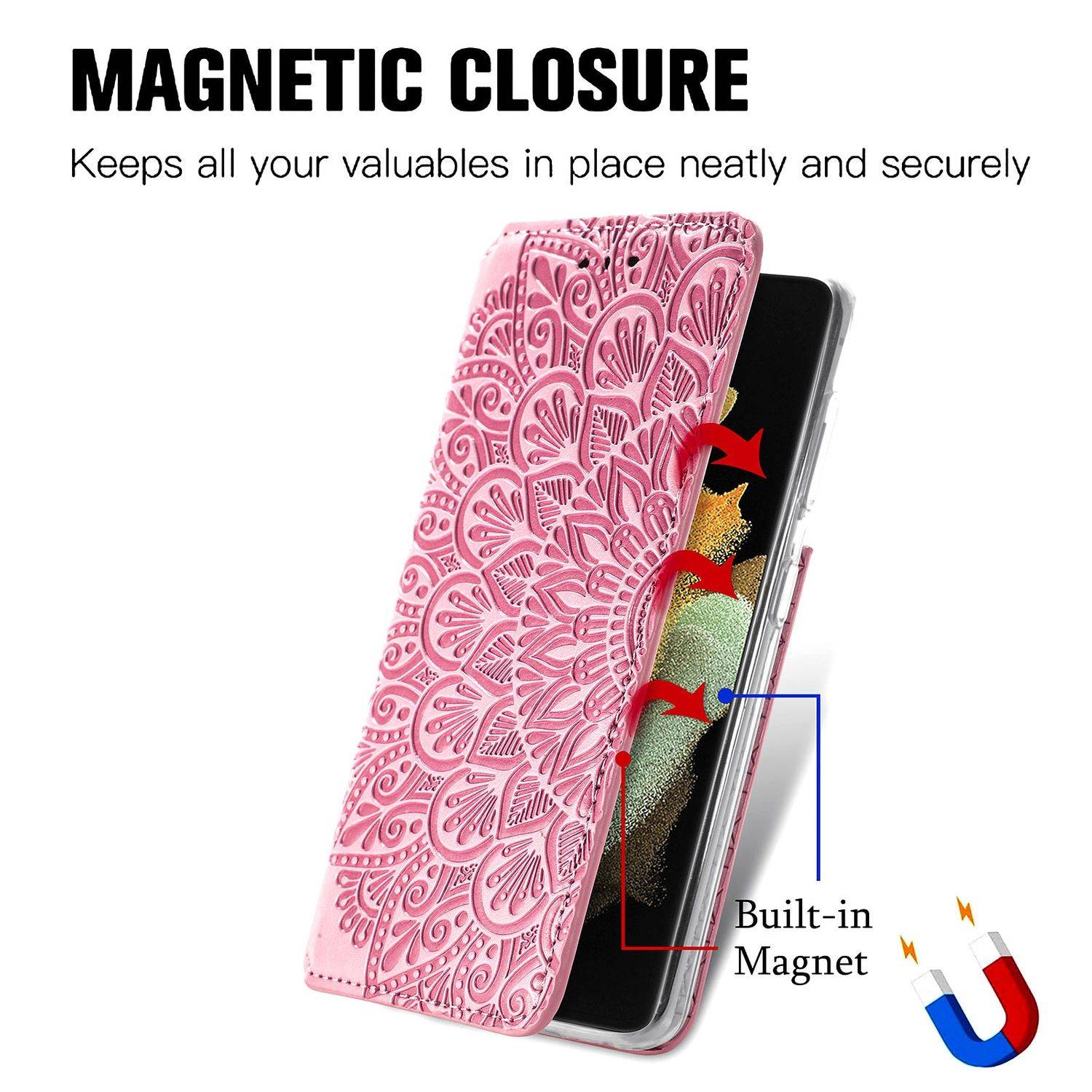 Samsung Galaxy S21 Ultra Handyhülle Bookcover Rosa