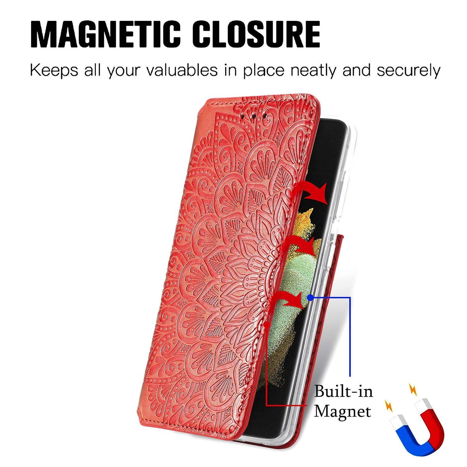 Samsung Galaxy S21 Ultra Handyhülle Bookcover Rot