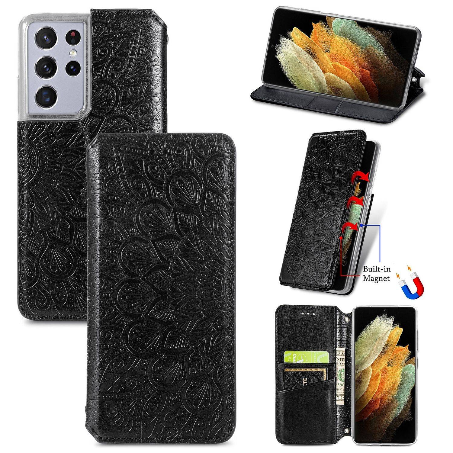 Samsung Galaxy S21 Ultra Handyhülle Bookcover Schwarz