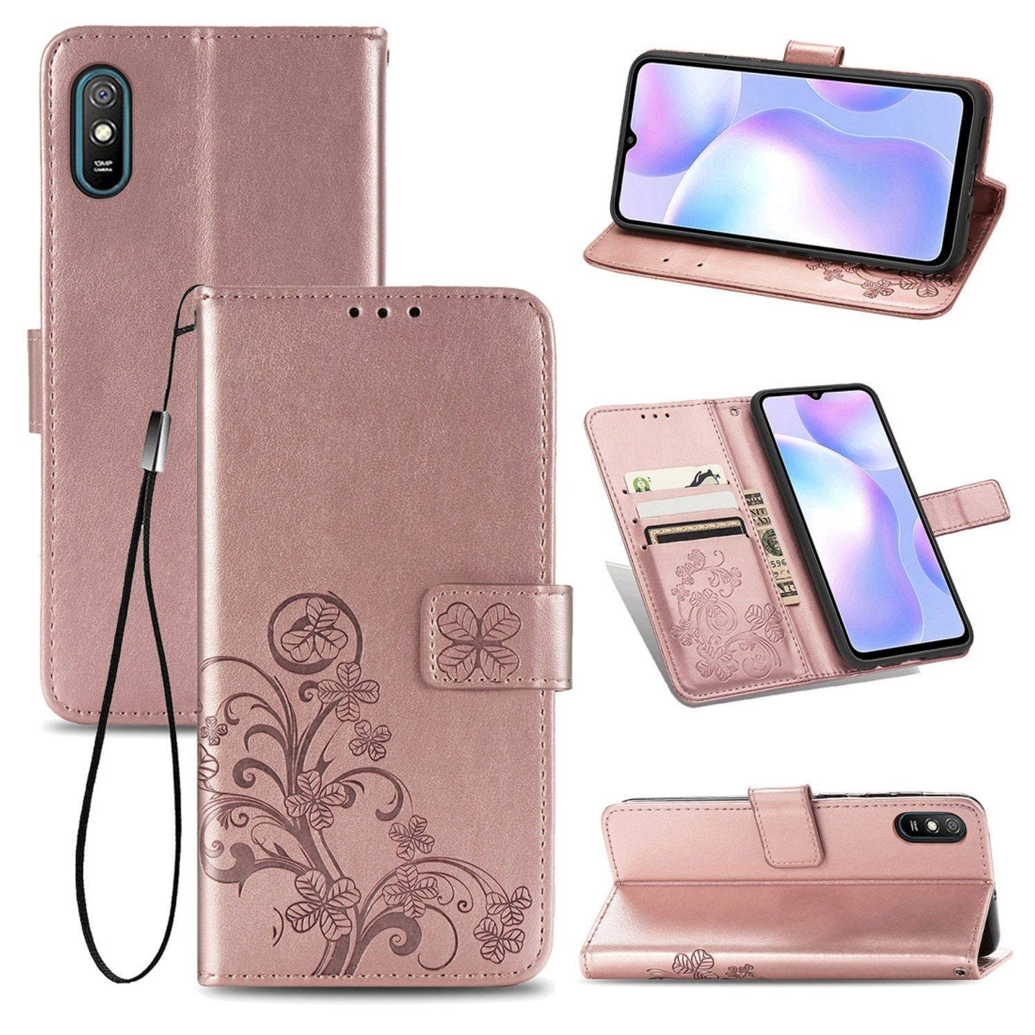 Hülle kompatibel mit Xiaomi Redmi 9A Kunstleder Handyhülle - Handy Case Rosa