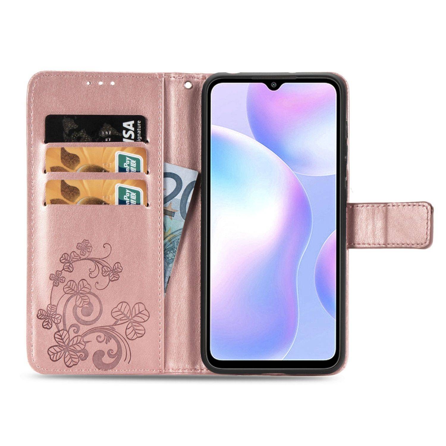 Hülle kompatibel mit Xiaomi Redmi 9A Kunstleder Handyhülle - Handy Case Rosa
