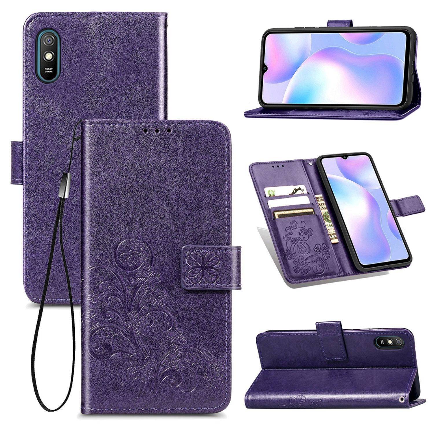 Hülle kompatibel mit Xiaomi Redmi 9A Kunstleder Handyhülle - Handy Case Violett