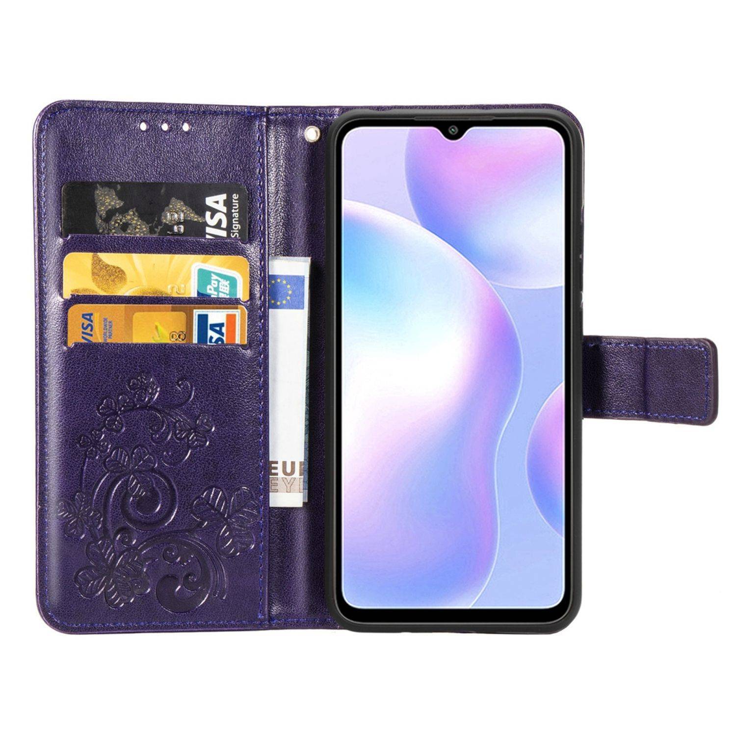 Hülle kompatibel mit Xiaomi Redmi 9A Kunstleder Handyhülle - Handy Case Violett