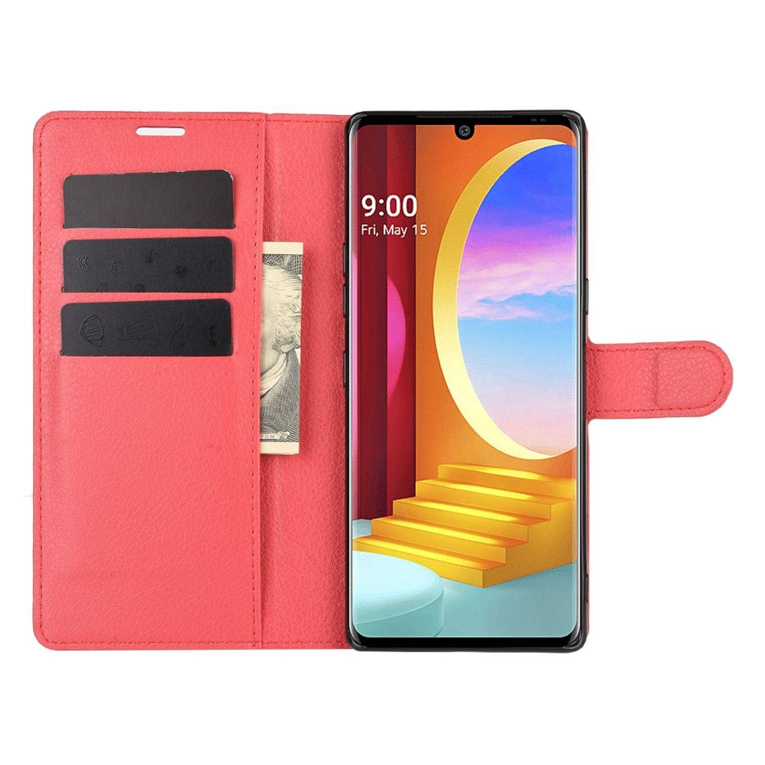 LG Velvet Handyhülle Bookcover Rot