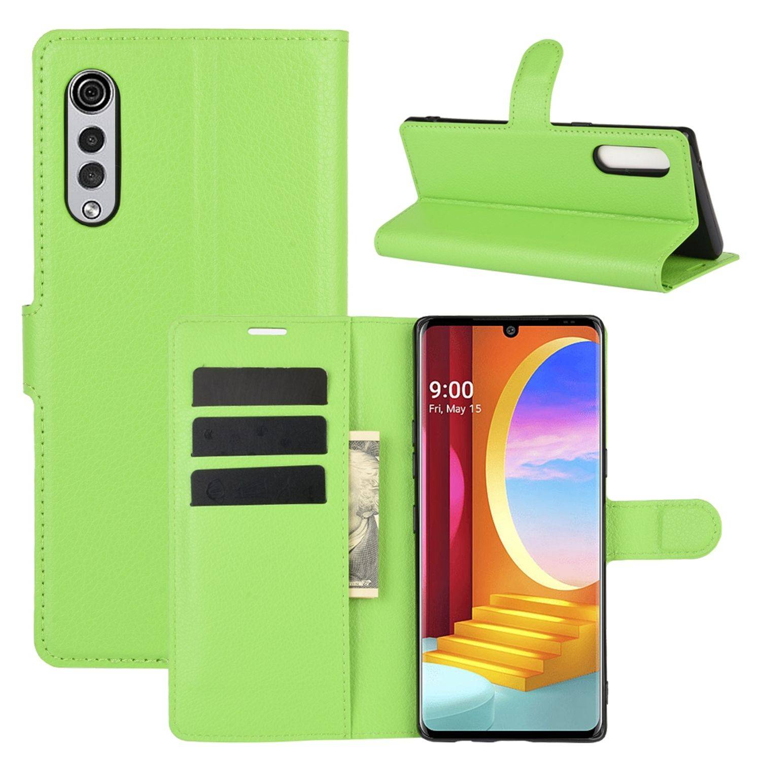 LG Velvet Handyhülle Bookcover Grün