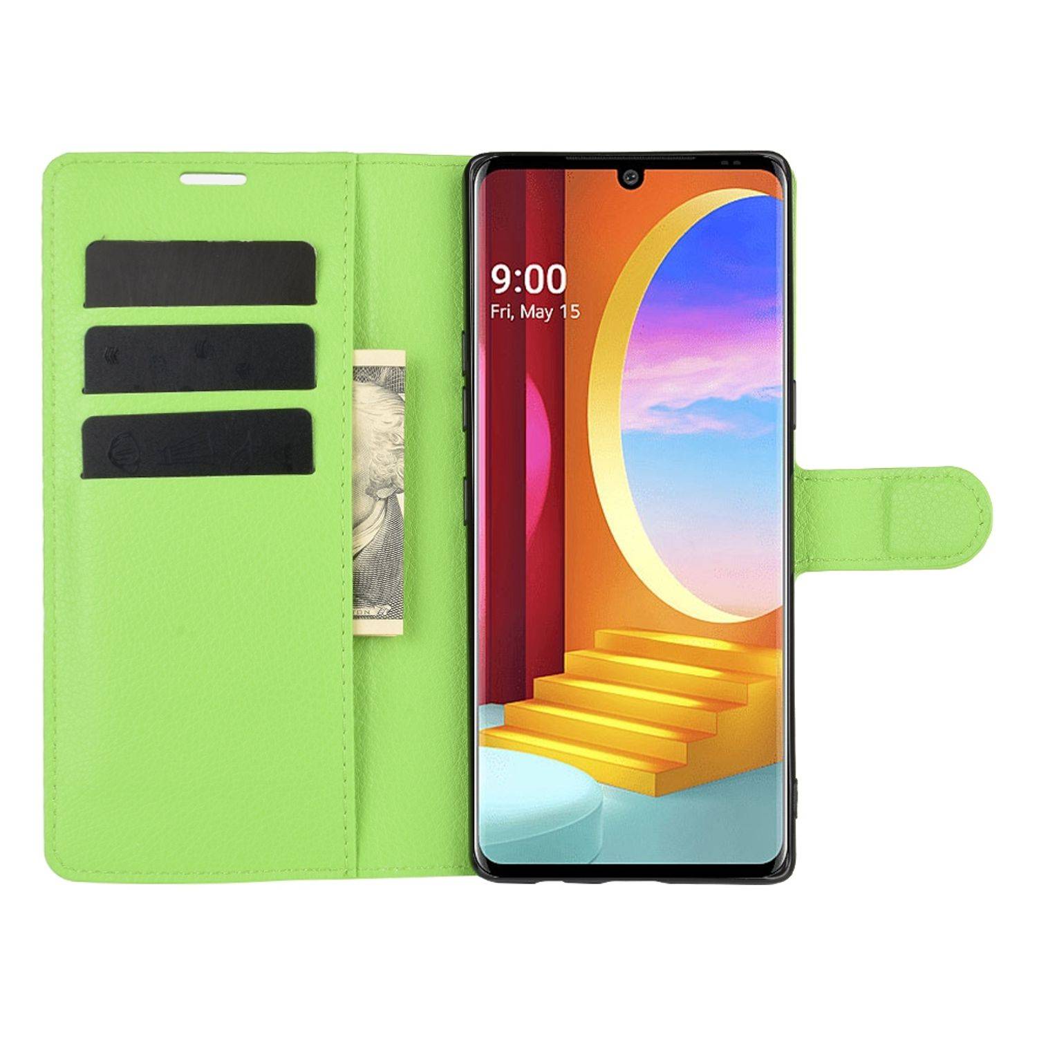 LG Velvet Handyhülle Bookcover Grün